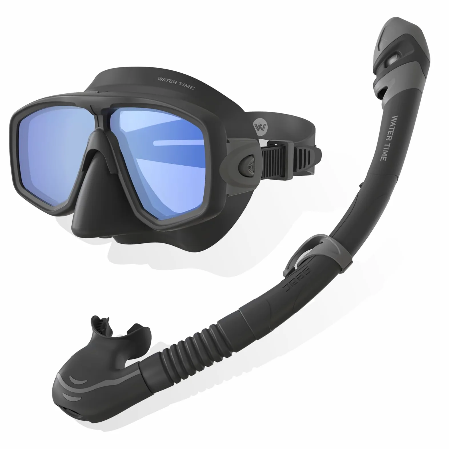 WATERTIME - Equipo de esnórquel para adultos, juego de esnórquel con máscara de buceo panorámica antivaho y diseño impermeable, máscara de esnórquel para adultos para esnórquel y buceo