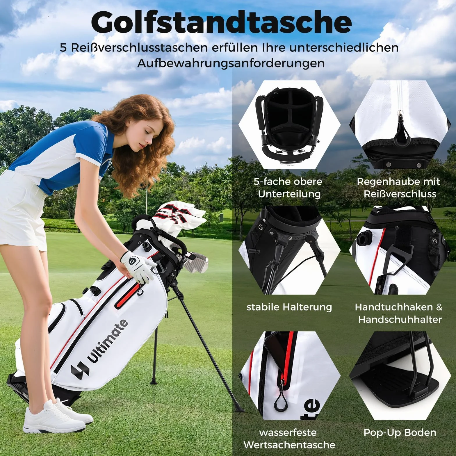FANTASK Golfschläger Set 15-teilig Rot Damen