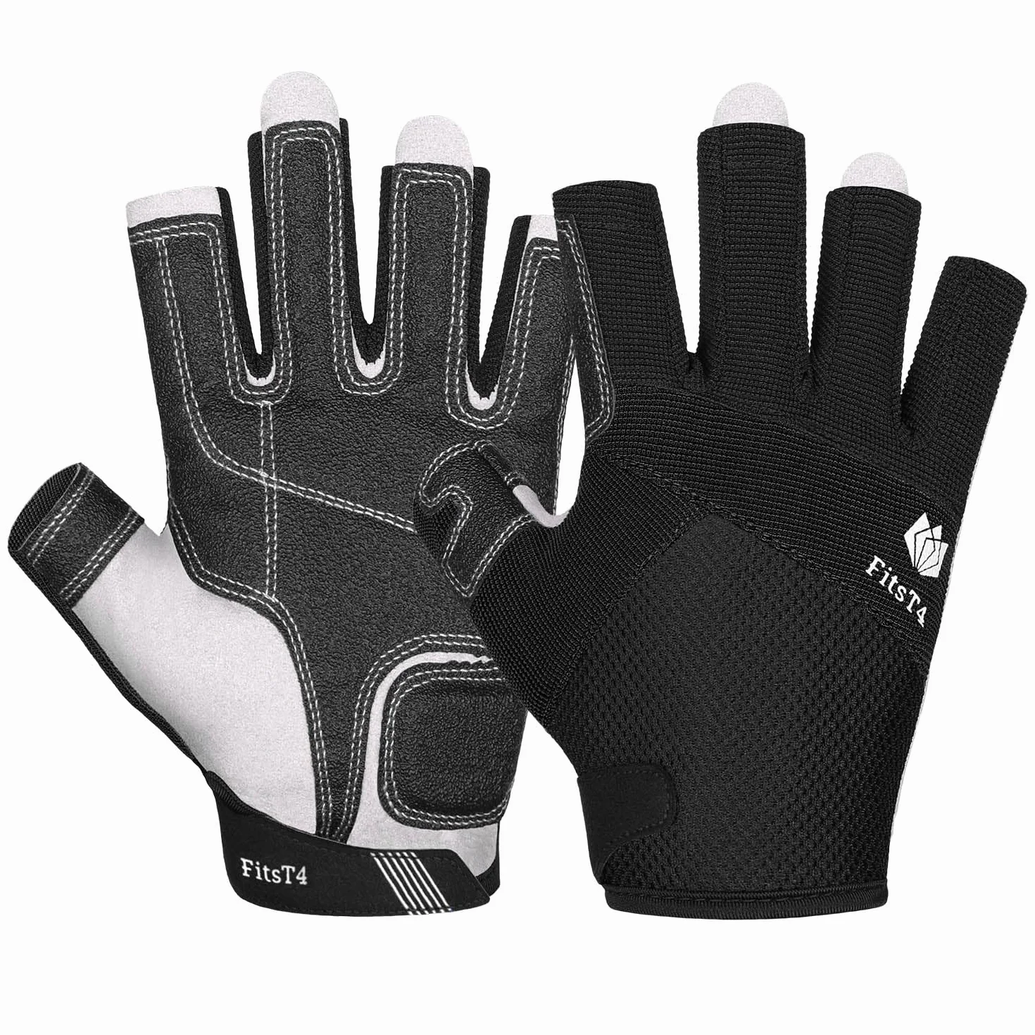 FitsT4 Sports Guantes de Kayak con Dedos 3/4, Palma Acolchada y Dorso de Malla para Mayor Comodidad navegar, remar, Practicar piragüismo, Kayak y Surf de Remo