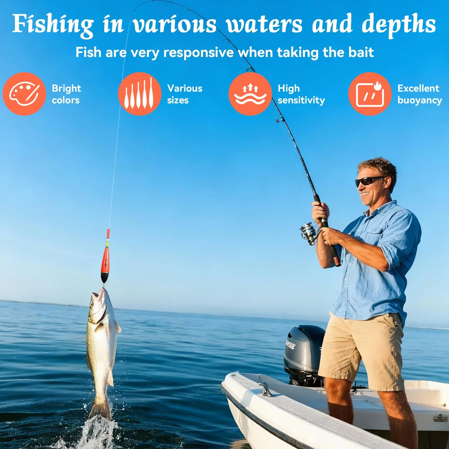 6 Piezas Juego de Flotadores De Pesca con Caja De Plomo, 5g 8g 10g 12g 15g Flotador Luminoso Brillante, Pesca ASccesorios para Diferentes Tipos De Peces como Trucha, Anguila, Carpa