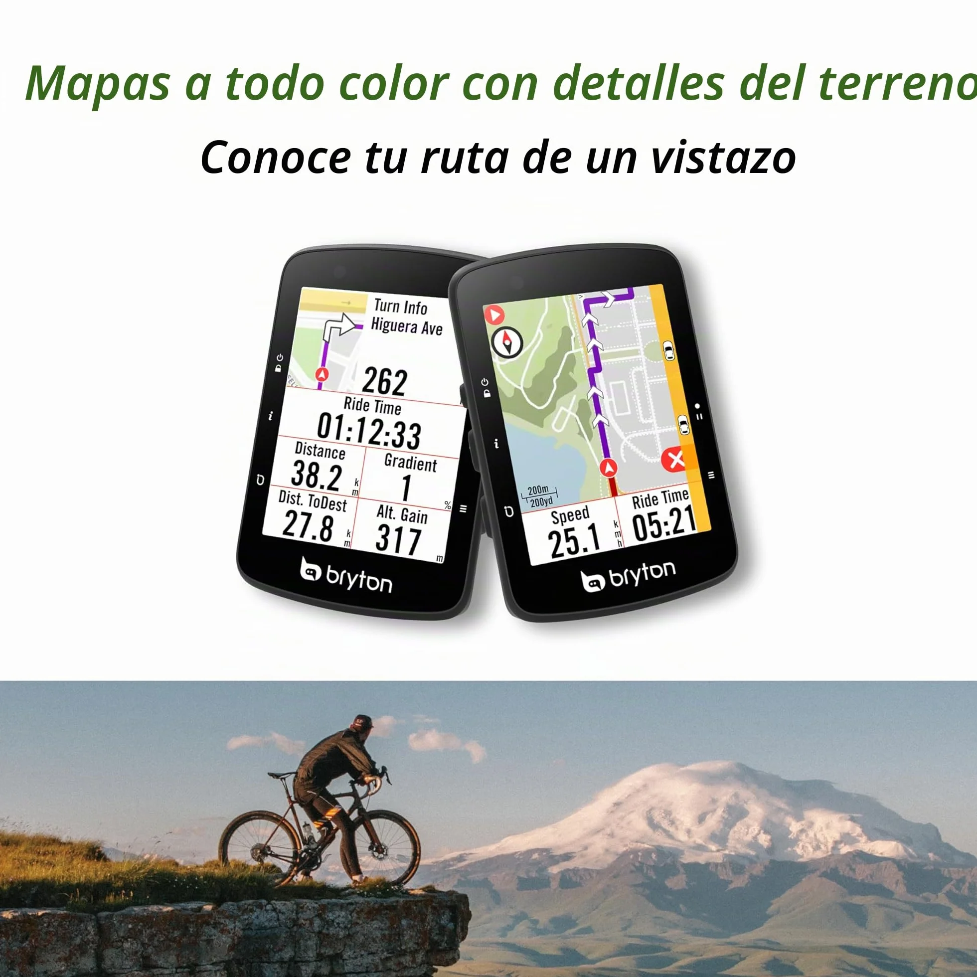 Bryton Rider 650 Ciclocomputador GPS, Pantalla táctil a Color de 2,8", hasta 33h de batería, mapas de Europa preinstalados, navegación Giro a Giro, Ajuste automático de Brillo
