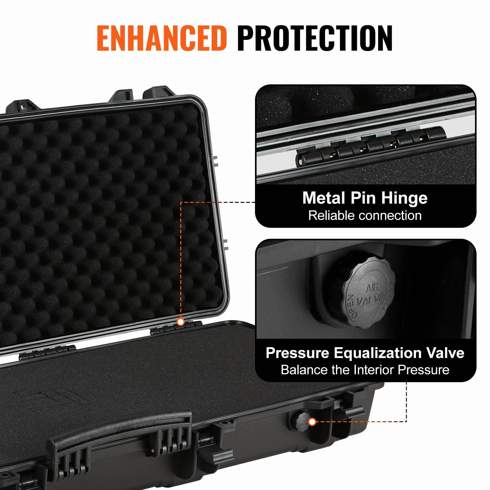 VEVOR Estuche Largo para Armas 109 cm Estuche Rígido para Rifle 3 Capas de Acolchado de Espuma Maletín para Rifle de Caza, con Cerradura, PP, Impermeable, Transporte Conveniente con Ruedas para Rifle