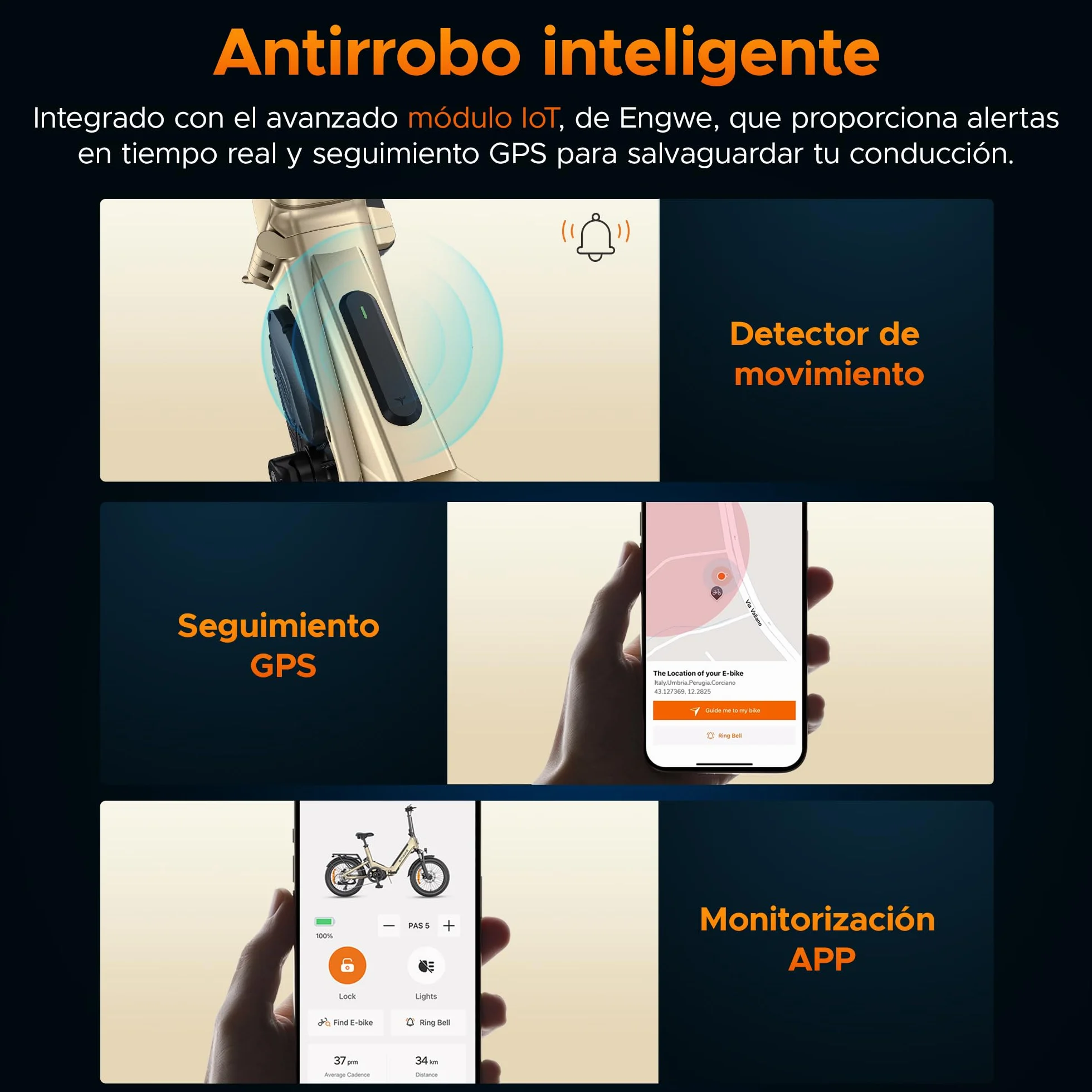 ENGWE Bicicleta Eléctrica con App&IOT, Bicicleta Eléctrica 48V 15Ah con Batería hasta 160km, Sensor de Par y Freno Hidráulico, Neumáticos 20 * 3.0, 2 Horas de Carga
