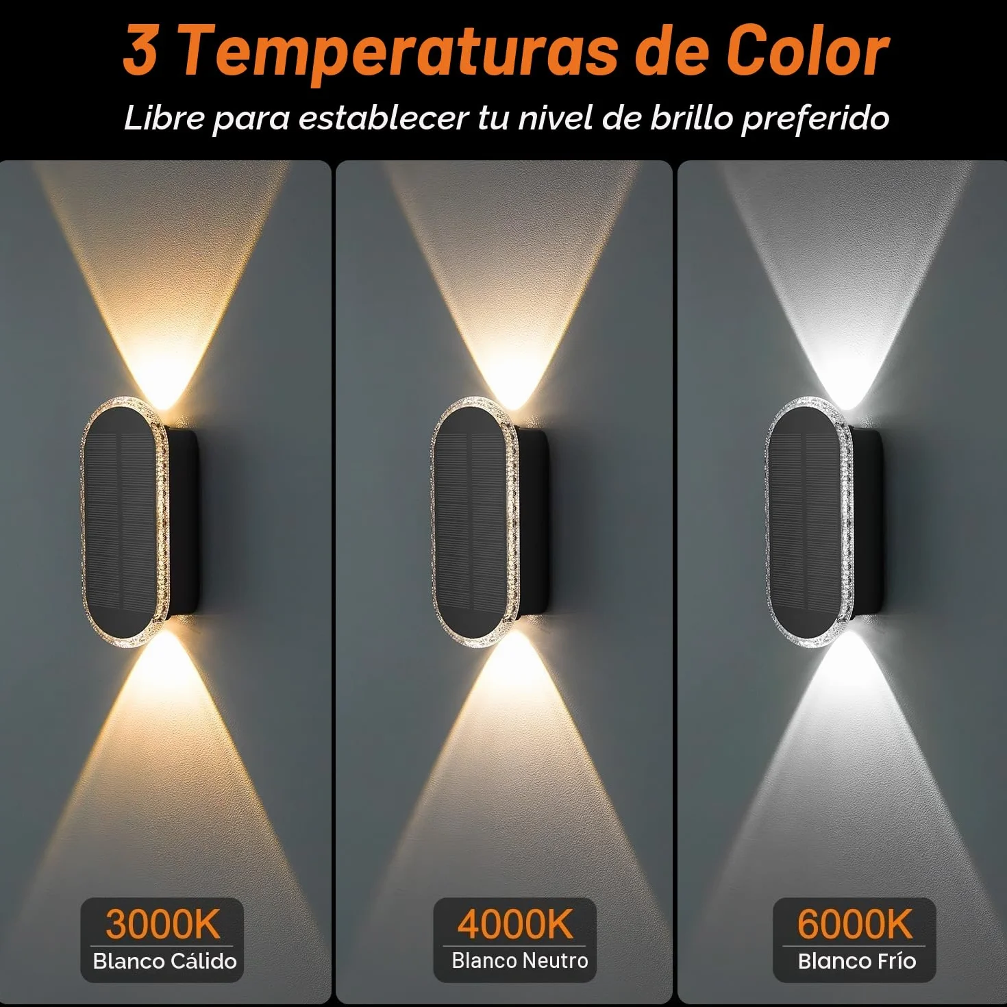 ELLASAY Aplique Solar Pared Exterior IP65 Impermeable 4 Pack