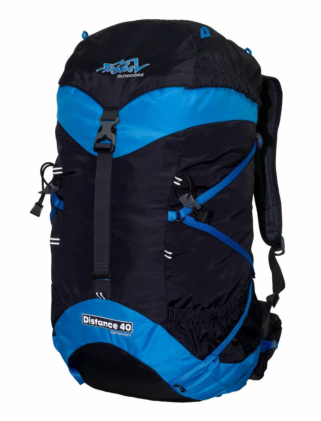 tashev Ultra Ligera 920 g. Pesado para senderismo (40 L Distance 40 Trekking Mochila con sistema de hidratación (fabricado en Europa), Distance 40L, Schwarz & Blau