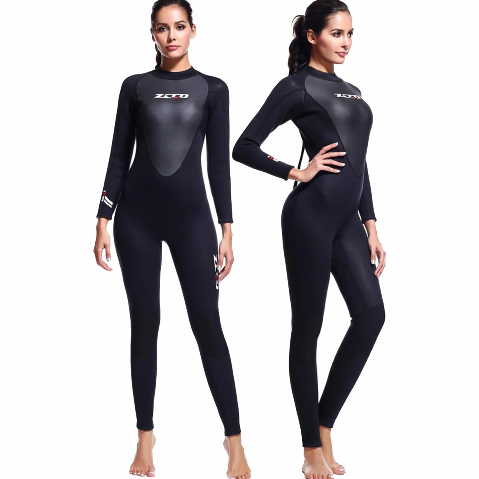 Traje de neopreno para hombre y mujer, 3 mm, manga larga, traje de neopreno con cremallera en la espalda, para pesca submarina, surf, esnórquel, piragüismo, buceo