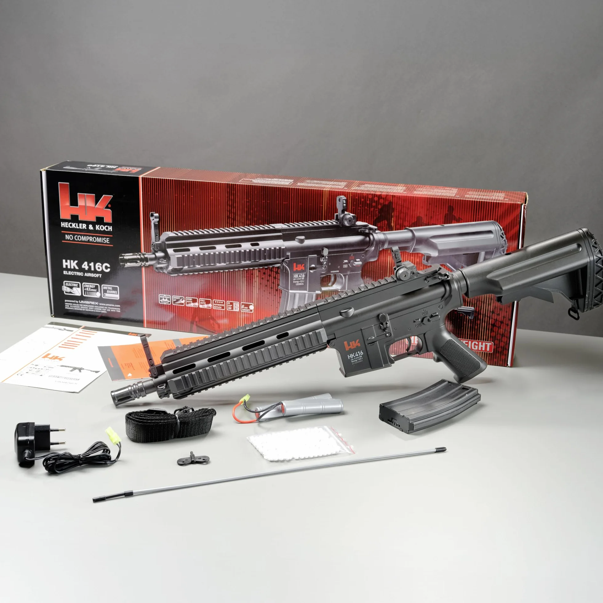Eléctrica Airsoft - pistola rápida de fuego carabina HK 416C con las baterías, el barril de metal - espesor de 0,5 julios