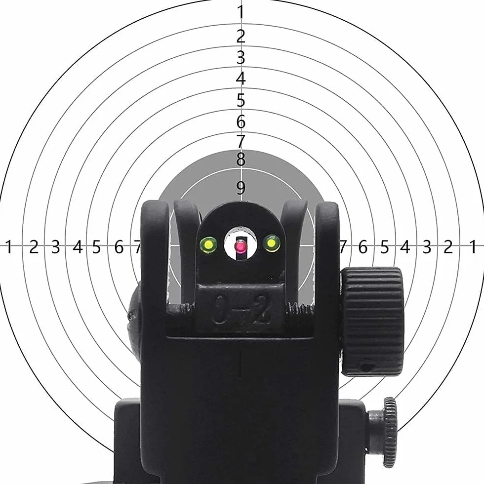 FIRECLUB Tactical Front and Rear Folding Flip up Iron Sights for Hunting (Black with glass fibre)