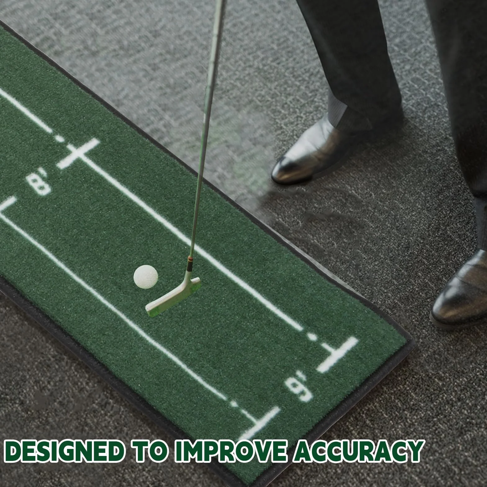 Rainmae Alfombrilla de golf para interiores de 30 cm de ancho y 280 cm de largo, para práctica de golf, ayuda a simular con pista de alineación y entrenamiento de putter
