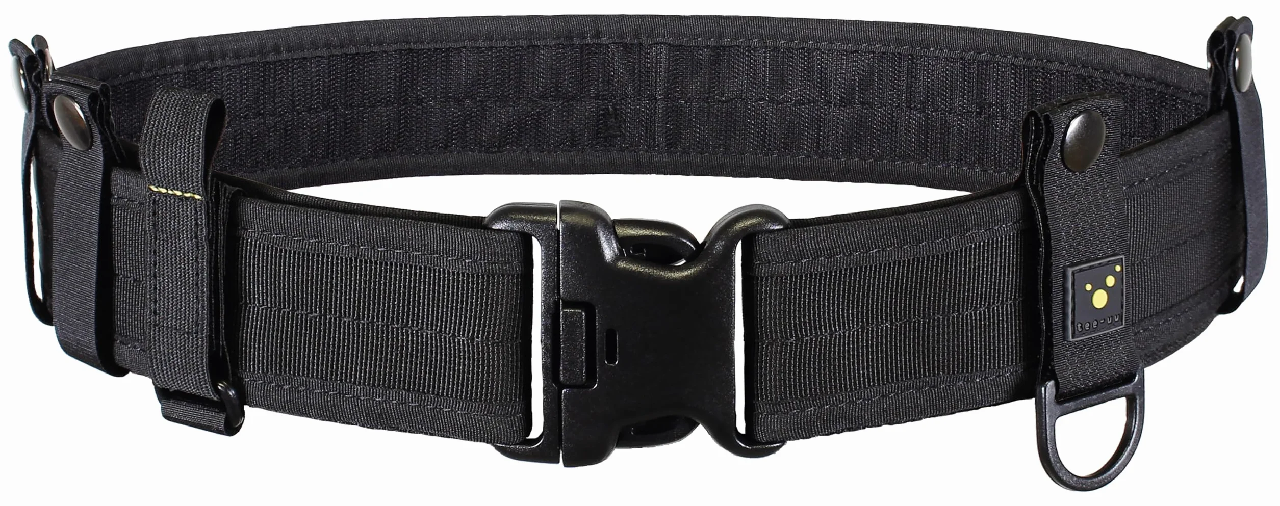 tee-uu Juego completo de cinturón de seguridad (S-XXL), color negro, incluye cinturón interior y juego de Belt Keeper, XXL (contorno de cadera 130 – 150 cm)