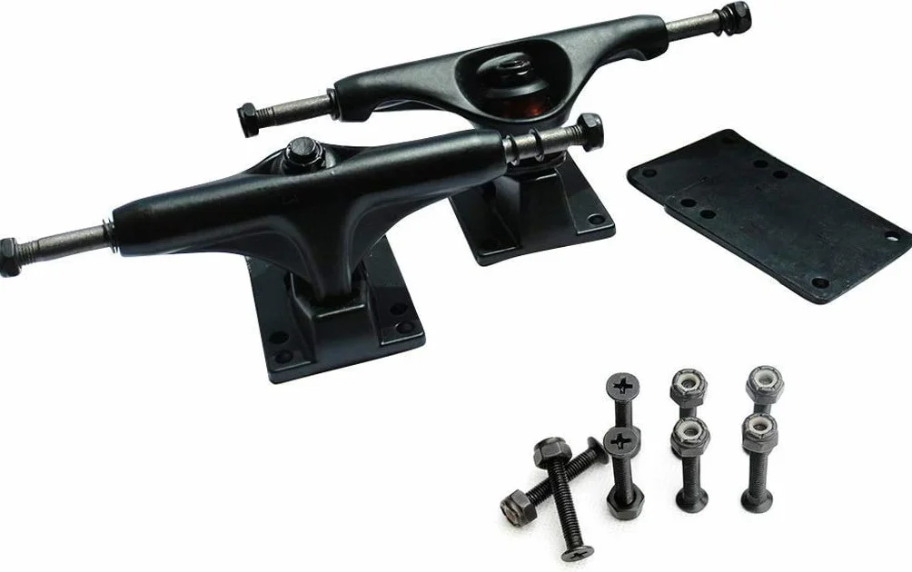 POFET 5 pulgadas monopatín camiones pequeños tablero de peces soporte de aleación de aluminio para monopatín, puente de juntas, conjunto de clavos unisex para adultos Pro Skate Trucks