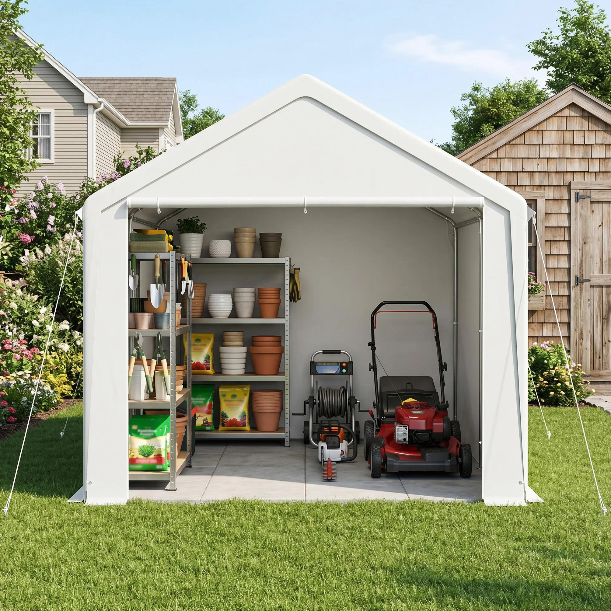 Aufun Carport - Tienda de campaña (3 x 4 m, impermeable, con techo de polietileno, resistente a desgarros, con paredes laterales extraíbles, resistente a los rayos UV, resistente al invierno, para