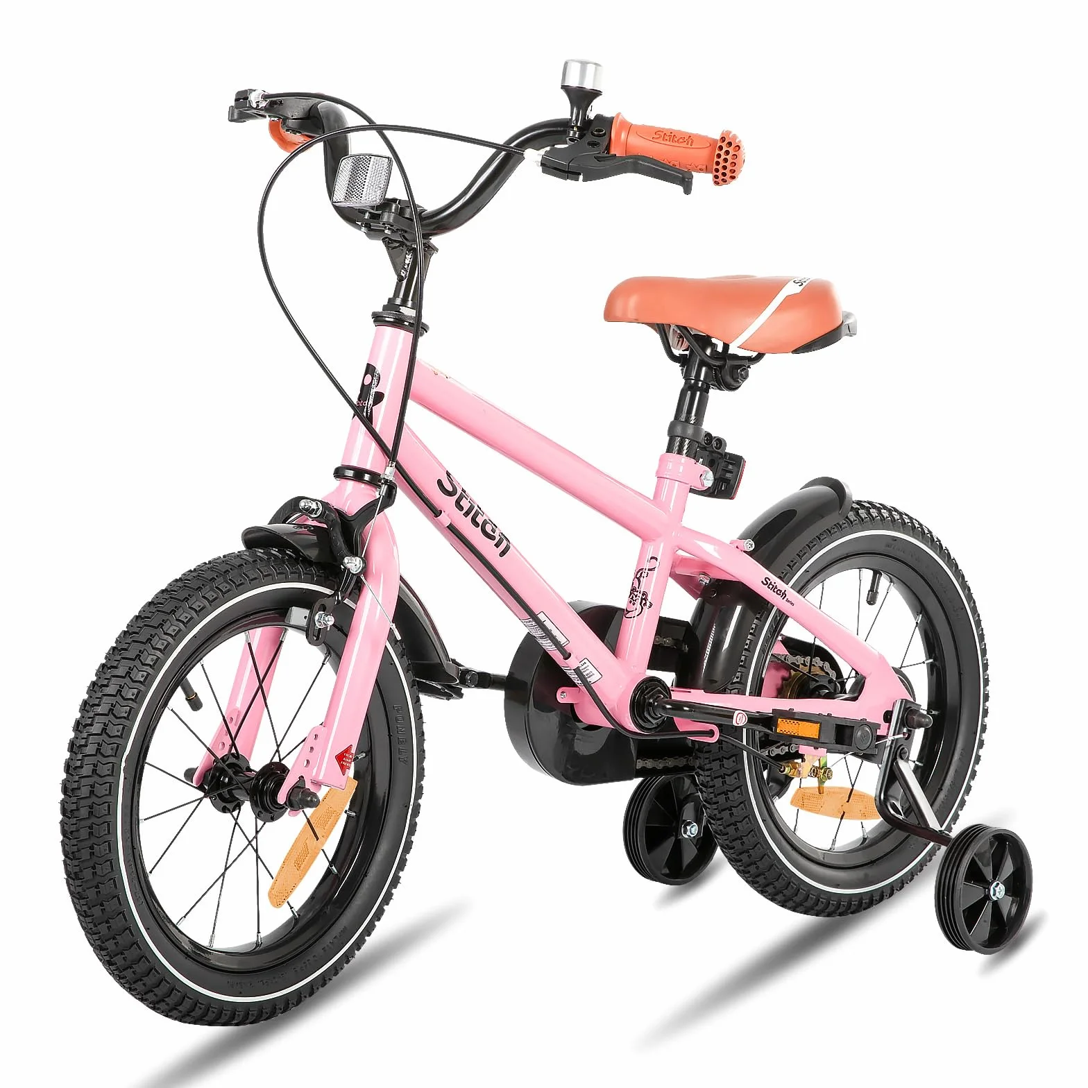 STITCH Bicicleta Infantil 14/16/18/20 Pulgadas para niñas y niños de 3-13 años, 14/16/18/20 Pulgadas Bicicleta para niños con estabilizadores (Rosa, Beige, Azul, Plata, Verde)