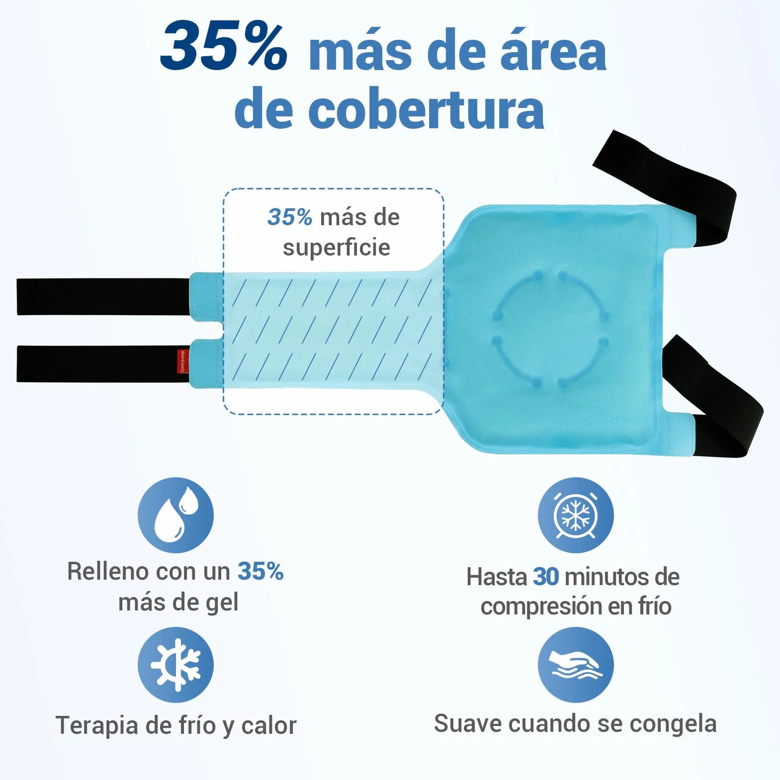 Comfytemp Bolsa de Hielo para Aliviar el Dolor de Rodilla, Bolsa Gel Frio Reutilizables, Terapia de Frío o Calor