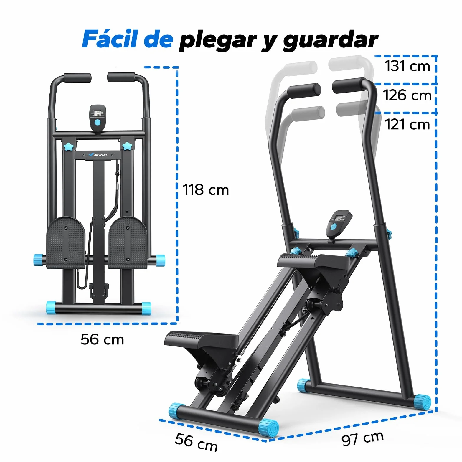 MERACH Stepper,2025 Stair Stepper Pro,Stepper de Fitness para Apartamento en Casa con Resistencia Ajustable de 3 Niveles,Maquina de Subir Escaleras Deportivo Cardio Plegable con Manillar Ajustable