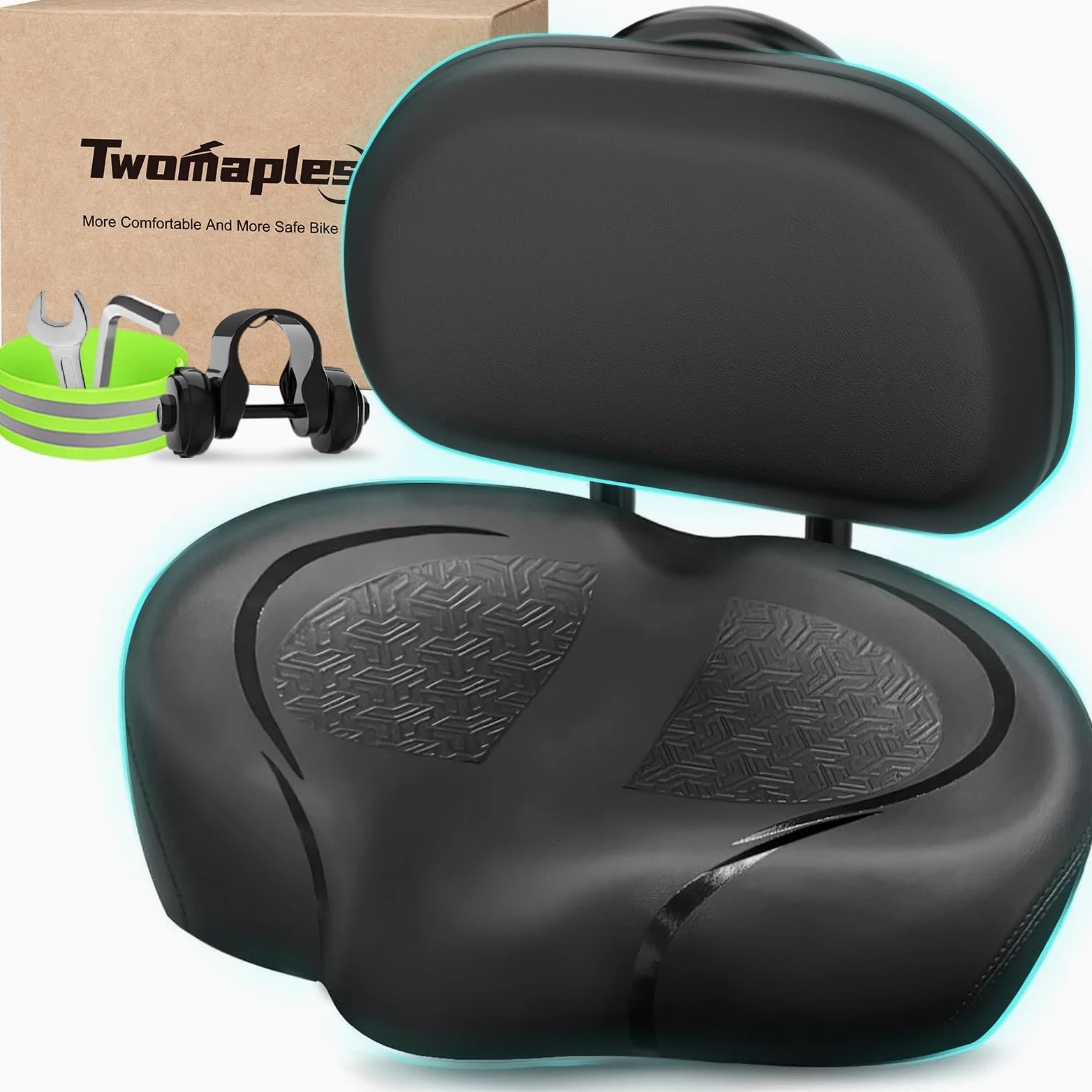Cojín de asiento de bicicleta sin nariz para hombres y mujeres, acolchado extra y cómodo asiento de bicicleta ancho, sillín cómodo de gran tamaño para bicicletas Peloton, bicicletas estáticas