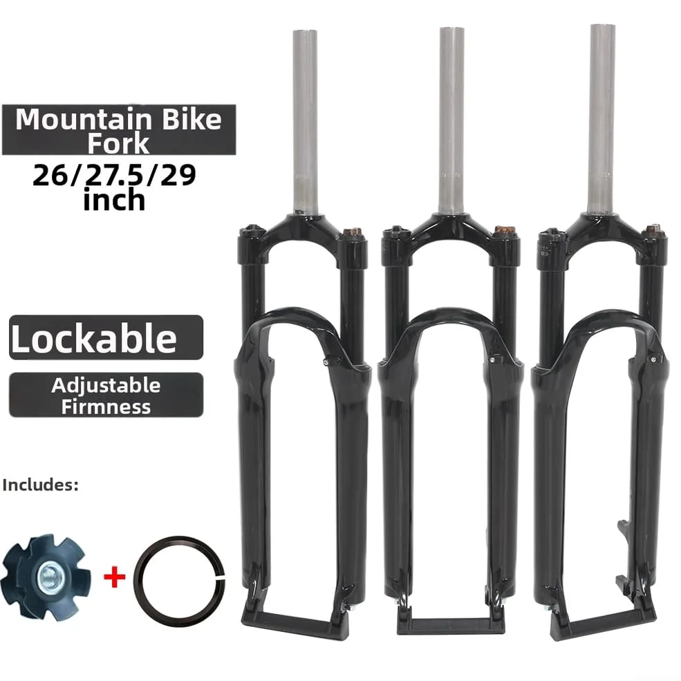 Horquilla delantera mecánica de aleación de aluminio para MTB con función de bloqueo, rebote ajustable y manejo sensible (66.0 cm gris)