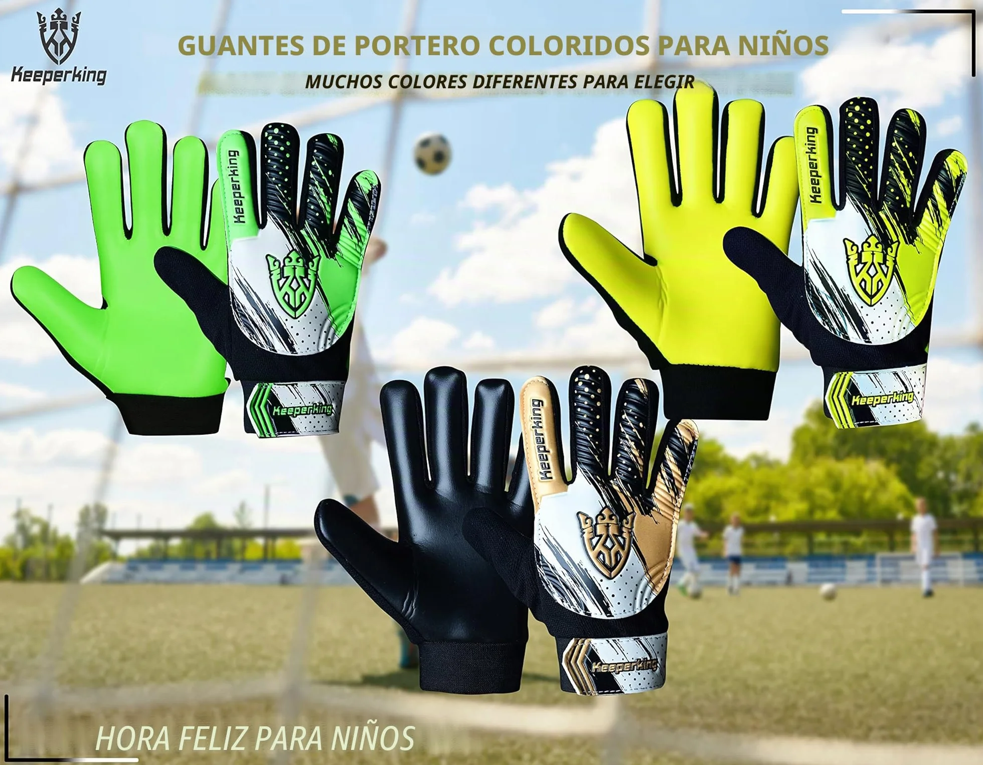 Keeperking Clawxen Guantes de Portero para Niños y Niñas de Fútbol, Talla 3-7