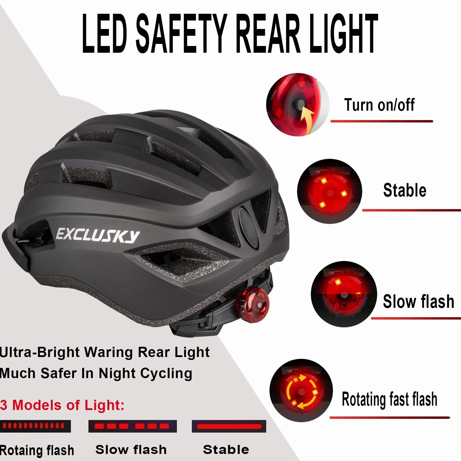 Exclusky Casco Bicicleta Adulto MTB Casco Bicicleta Mujer Casco MTB Hombre con Luz Casco Ciclismo Hombre Cascos Bicicleta Montaña Casco Bici Mujer Cascos Bicicleta Carretera Ajustable (56-61CM)