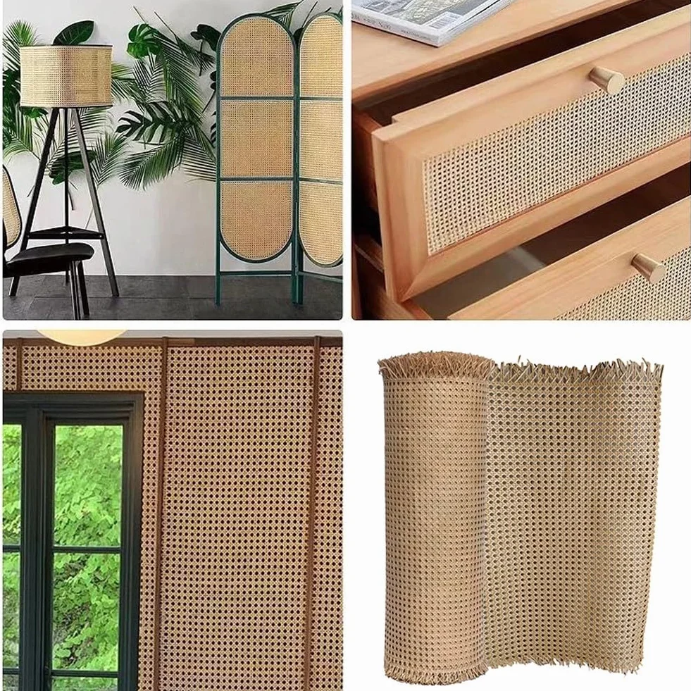 Rollo de malla de ratán, rollo de cincha de caña de ratán natural para muebles, sillas, armarios y techos (50 x 150 cm)