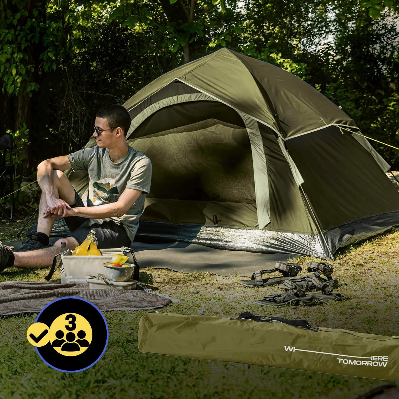 Lumaland Tienda de campaña Outdoor Light Pop Up Ligera para 3 Personas Camping Acampada Festival 210 x 190 x 110 cm Verde