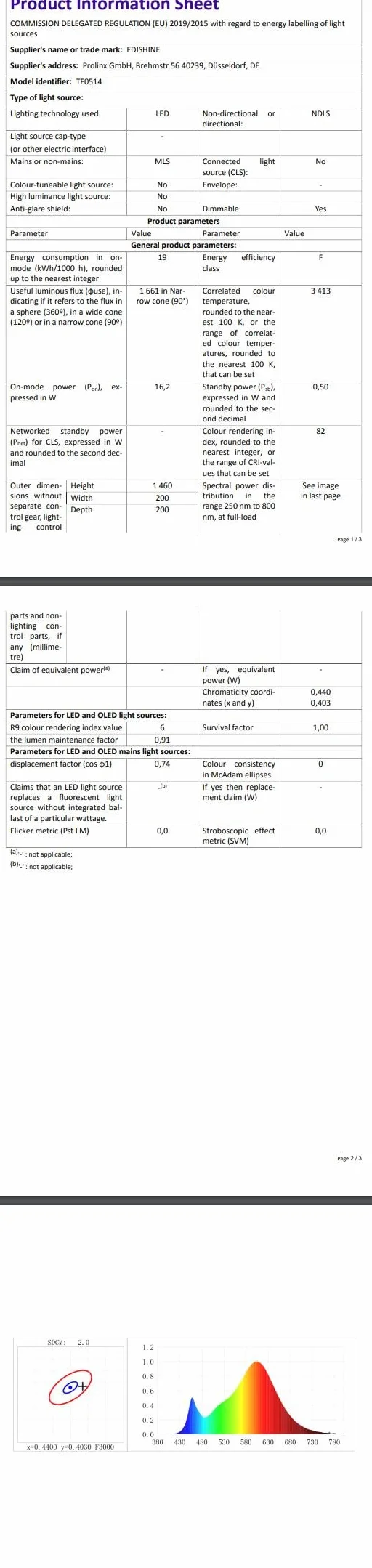 EDISHINE Lámpara LED de pie intensidad variable continua 3000K luz blanca cálida interruptor de pie moderna dormitorio sala de estar