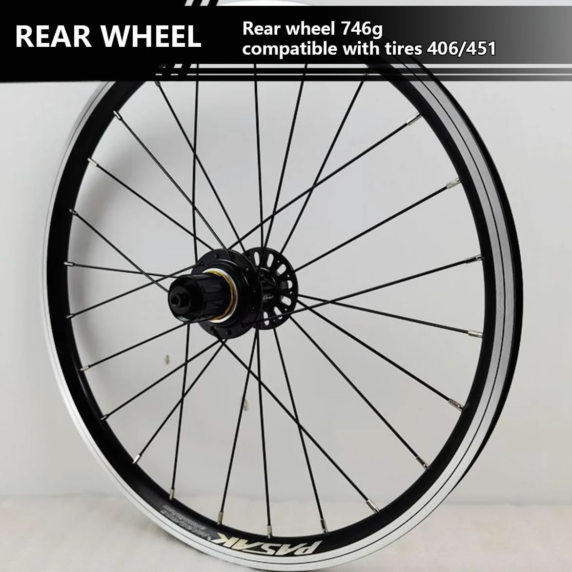 20" 406/451 Juego De Ruedas para Bicicleta BMX Llantas De Aleación De Aluminio Freno C/V Liberación Rápida 20/24H Bujes Delantero Y Trasero para Cassette De 7-12 Velocidades