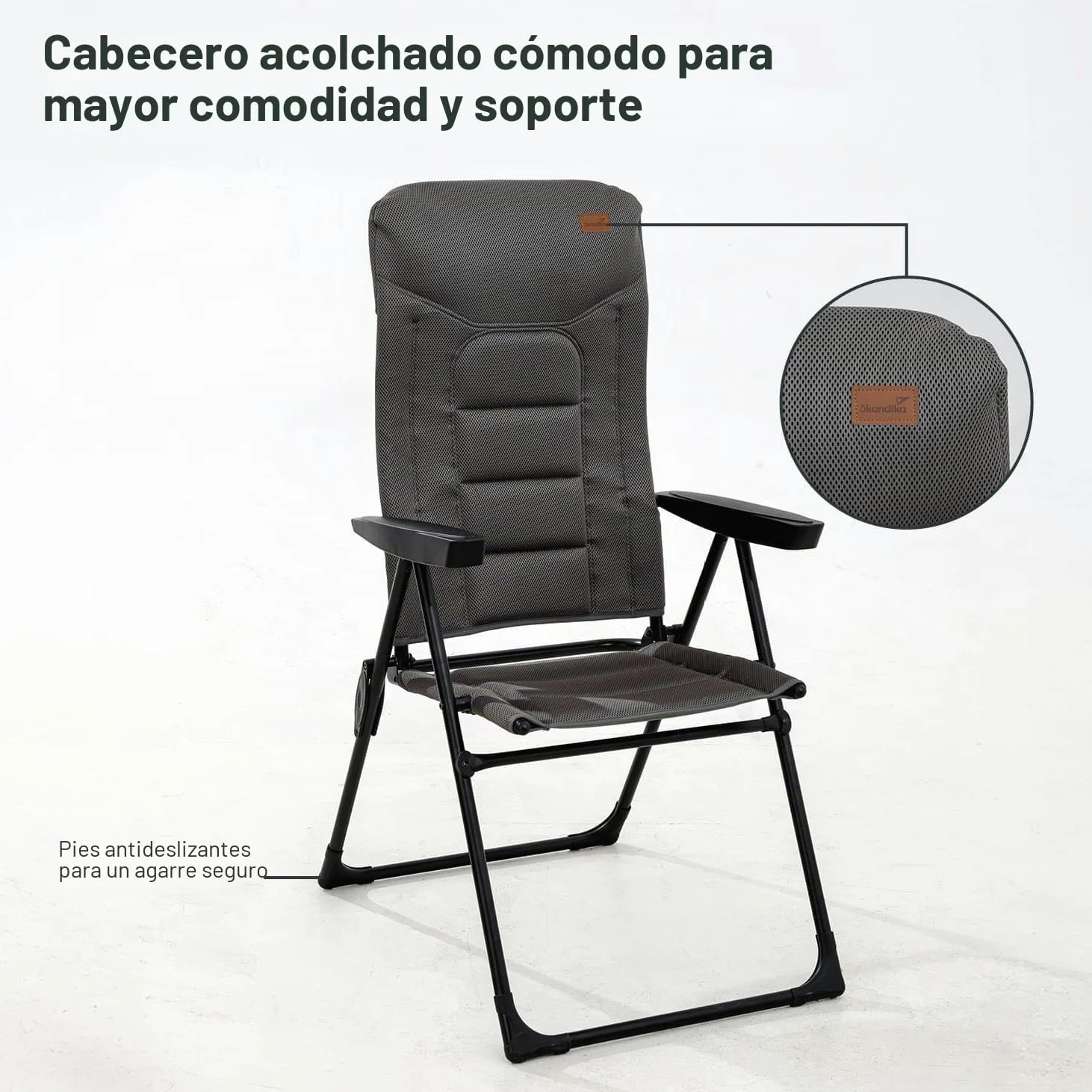 skandika Silla con Respaldo Alto Kvist | Silla de Camping Plegable, Individual/Juego de 2, Silla de Aluminio y Acero, Respaldo Ajustable en 4 Posiciones, Capacidad de Carga de 150 kg (Individual)