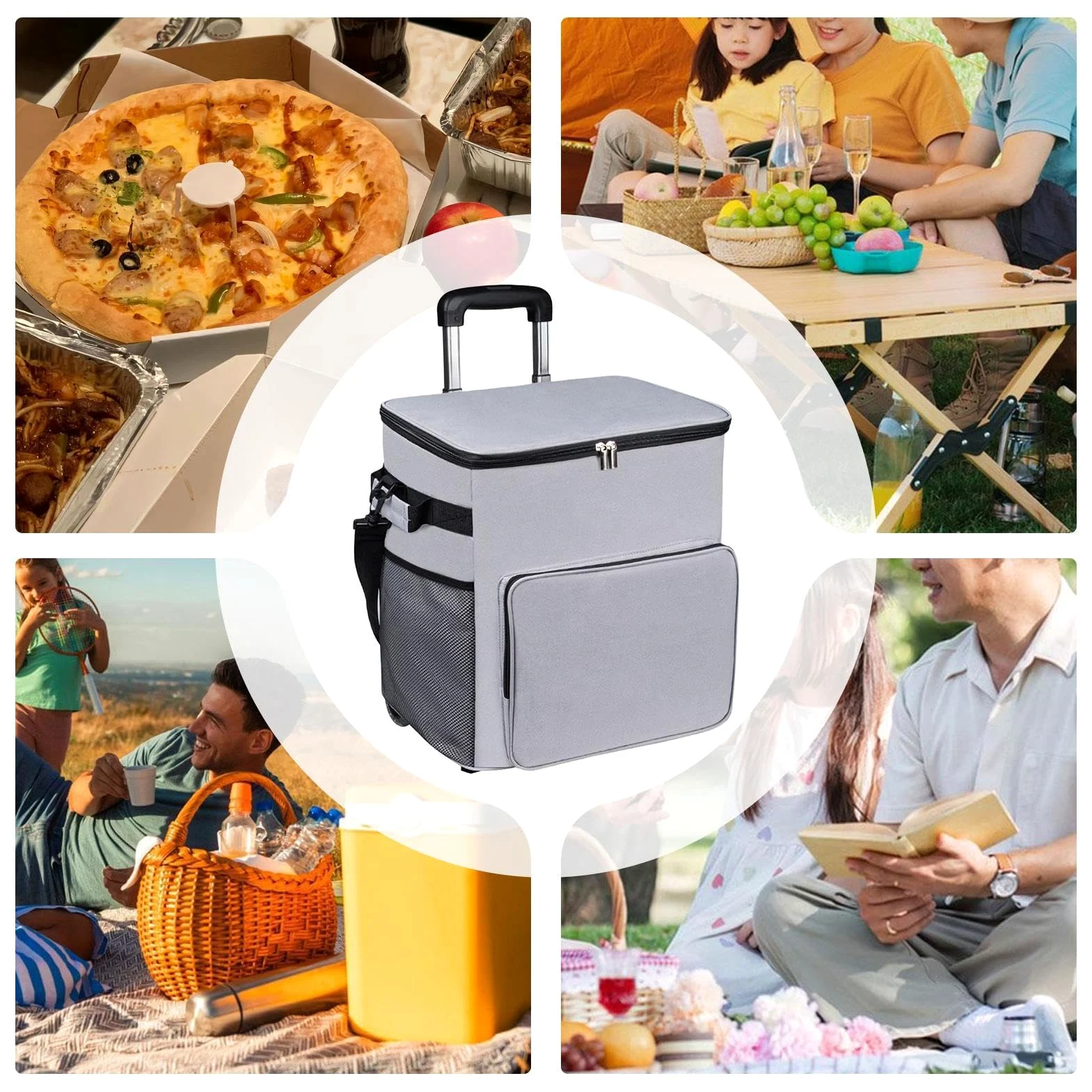 Portátil con Ruedas Portátil | Térmico Con Asa Bolsa Estanca 35L Para Viaje Picnic Terraza Exterior Playa Camping