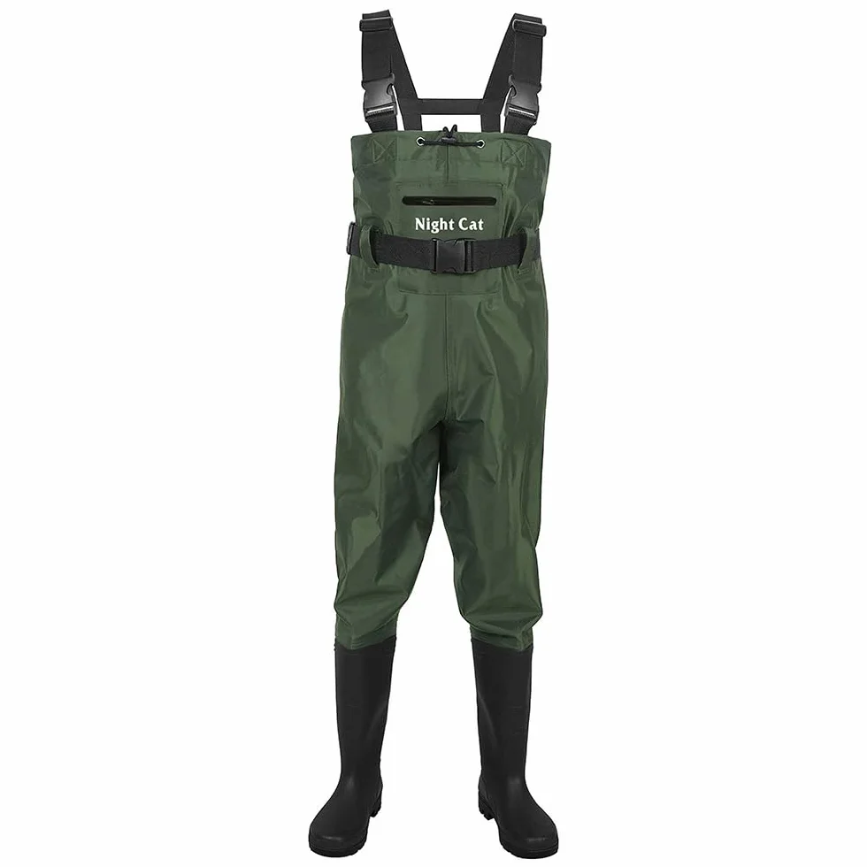 Night Cat Vadeadores de Pesca Impermeables Transpirables para Hombres y Mujeres, 1 Talla Más Grande