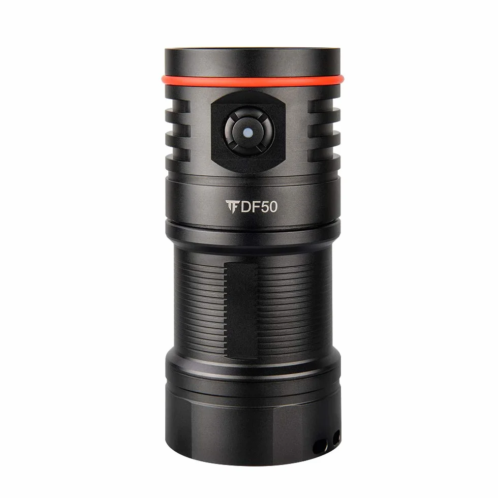 Linterna de Buceo, TrustFire DF50 Kit Antorcha de Buceo Recargable 6500 Lúmenes, Linterna Sumergible 70M Impermeable, 3 Tipos Diferentes de Iluminación（Luz de Blanca, UV, Roja）