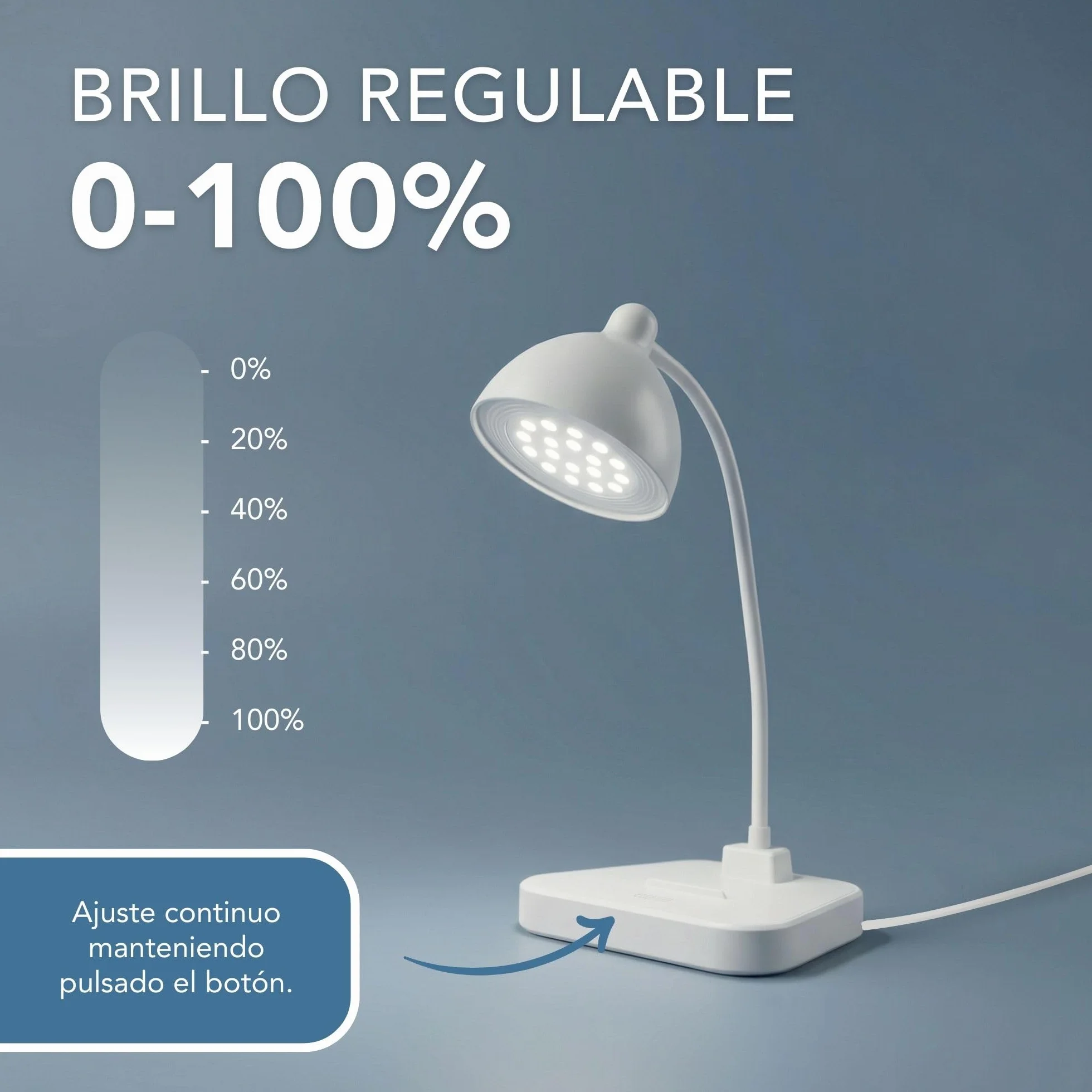 Flexo LED de Escritorio Antifatiga Ocular, Brillo Regulable, Cuello de Cisne Flexible