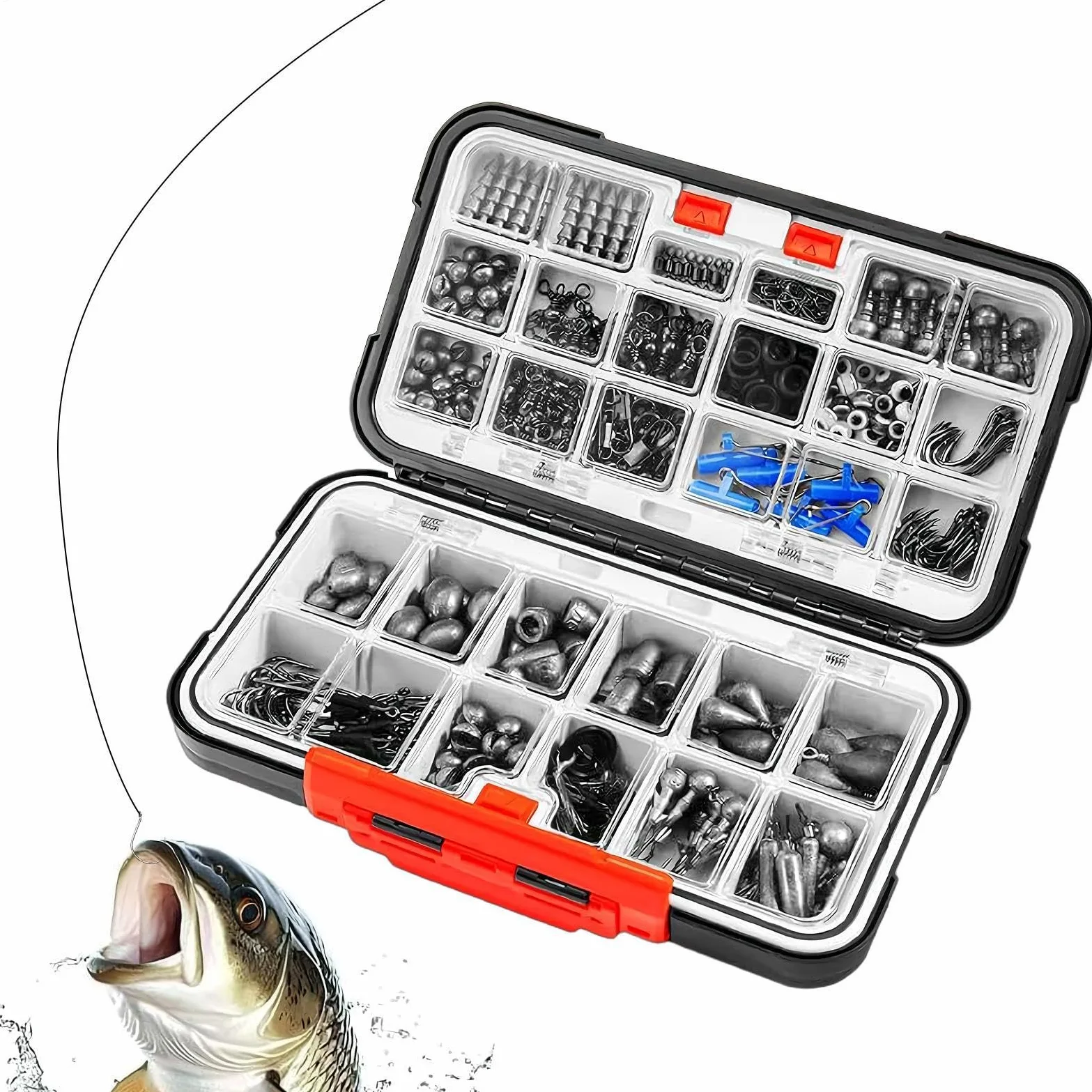 Kit de Pesca con Anzuelos y Señuelos Accesorios De Anzuelos Para Pesca De | Kit de Anzuelos y Señuelos de Pesca Para Bagre Trucha Crappie Agua Salada Kayak Campamento al Aire Libre