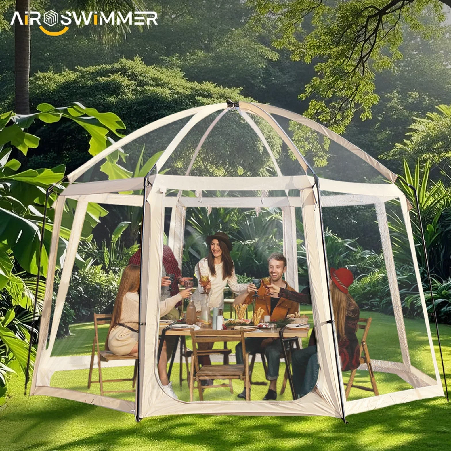 Bubble House, Gran Tienda Burbuja Transparente 400×400×250 CM, Tienda de Campaña Burbuja, PVC Tienda Campaña Burbuja - Tienda Burbuja Panorámica 540°, Casa de Burbujas Protección Solar, Impermeable.