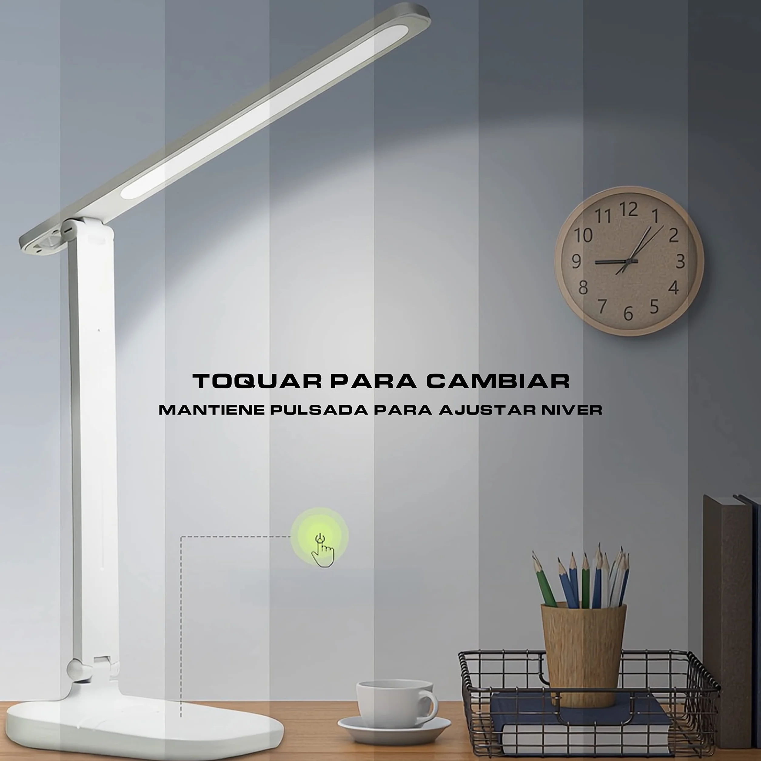 Lámpara de Escritorio LED Regulable con Control Táctil, 3 Modos de Luz y 3 Niveles de Brillo, Flexo Flexible 180° para Lectura y Oficina