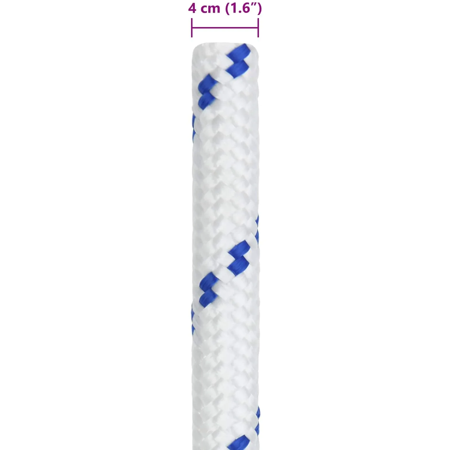 Cuerda para barco de polipropileno, 25 m x 4 cm, color blanco y azul, flotante y resistente a la intemperie, para vela, canotaje, yates, cuerdas fuertes para atar, asegurar tensores en