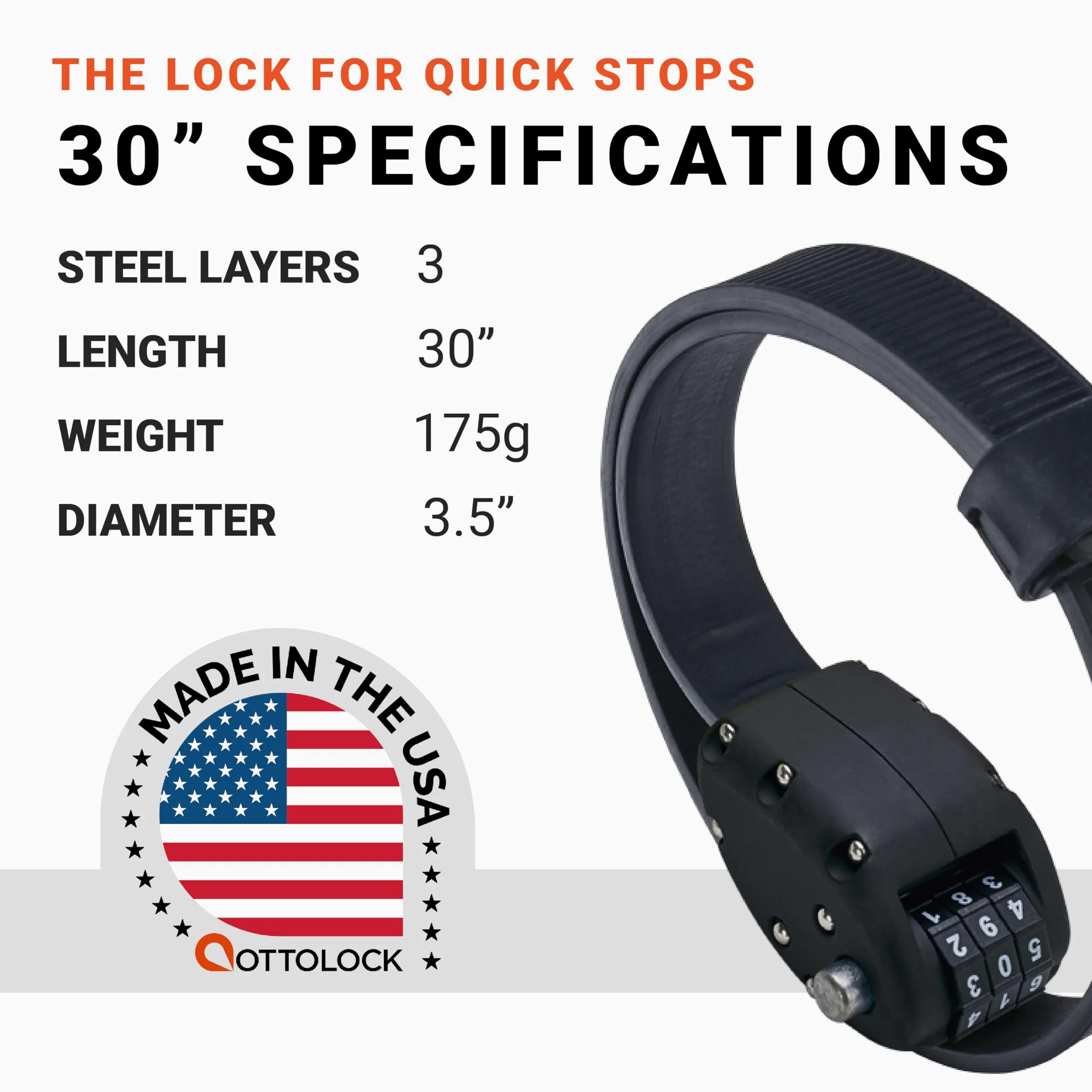 OTTOLOCK Candado de diseño, Combo 30 en BK