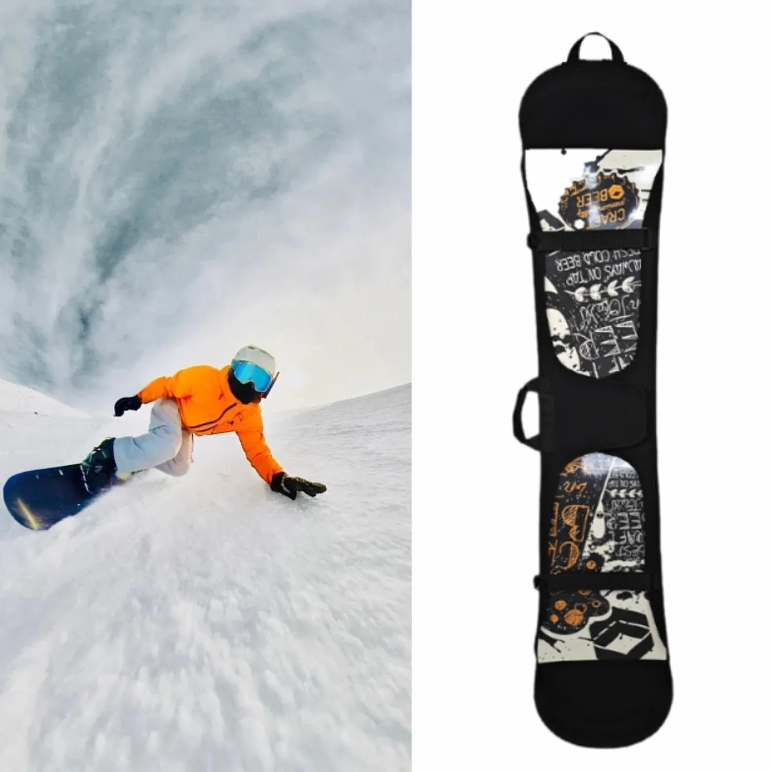 kowaku Funda Protectora para Snowboard, Funda Protectora para Tabla de esquí, Mochila portátil Sbr, Funda de Transporte de Neopreno, Bolsa para Snowboard