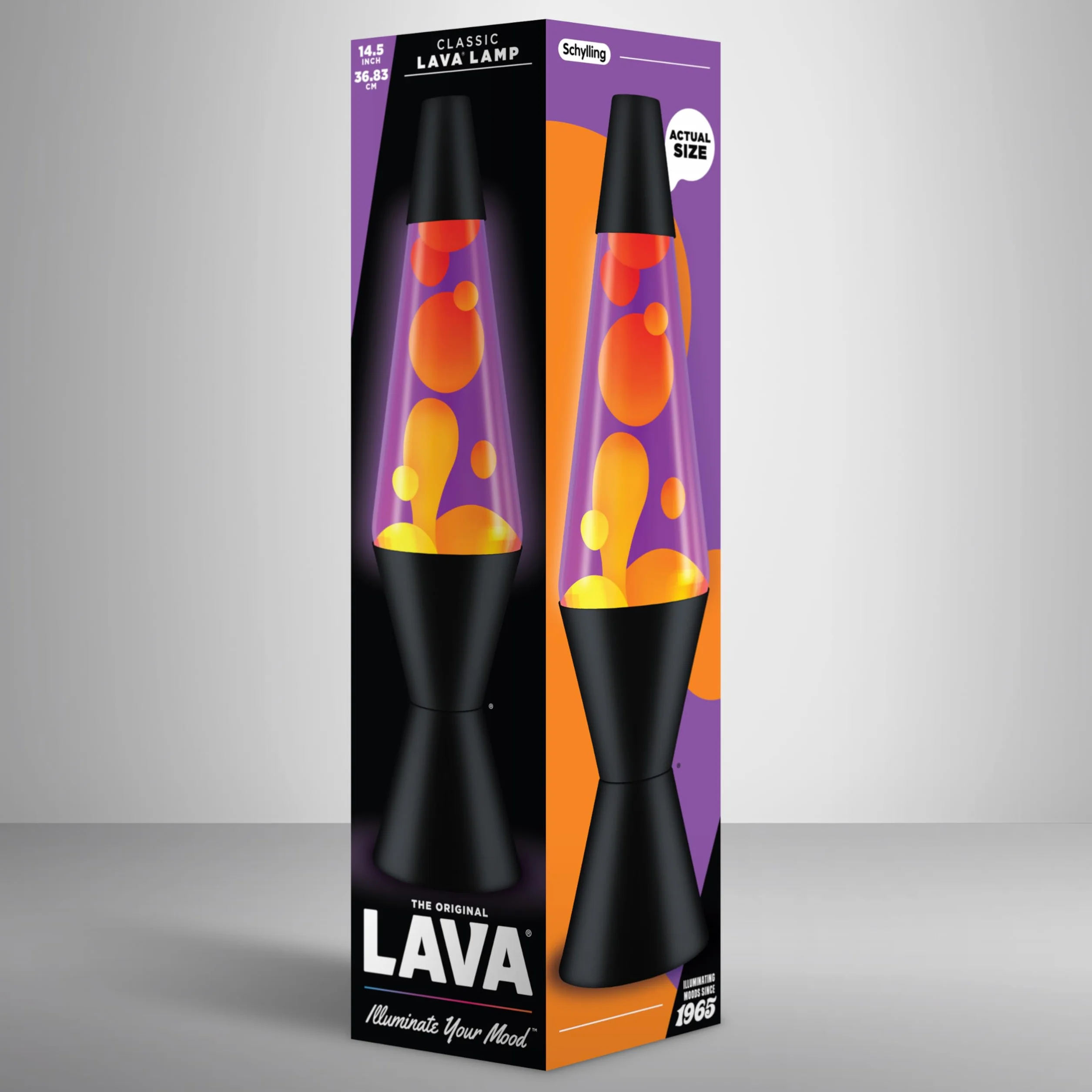 LAVA Lámpara Lava 14,5 pulgadas cera amarilla líquido morado original