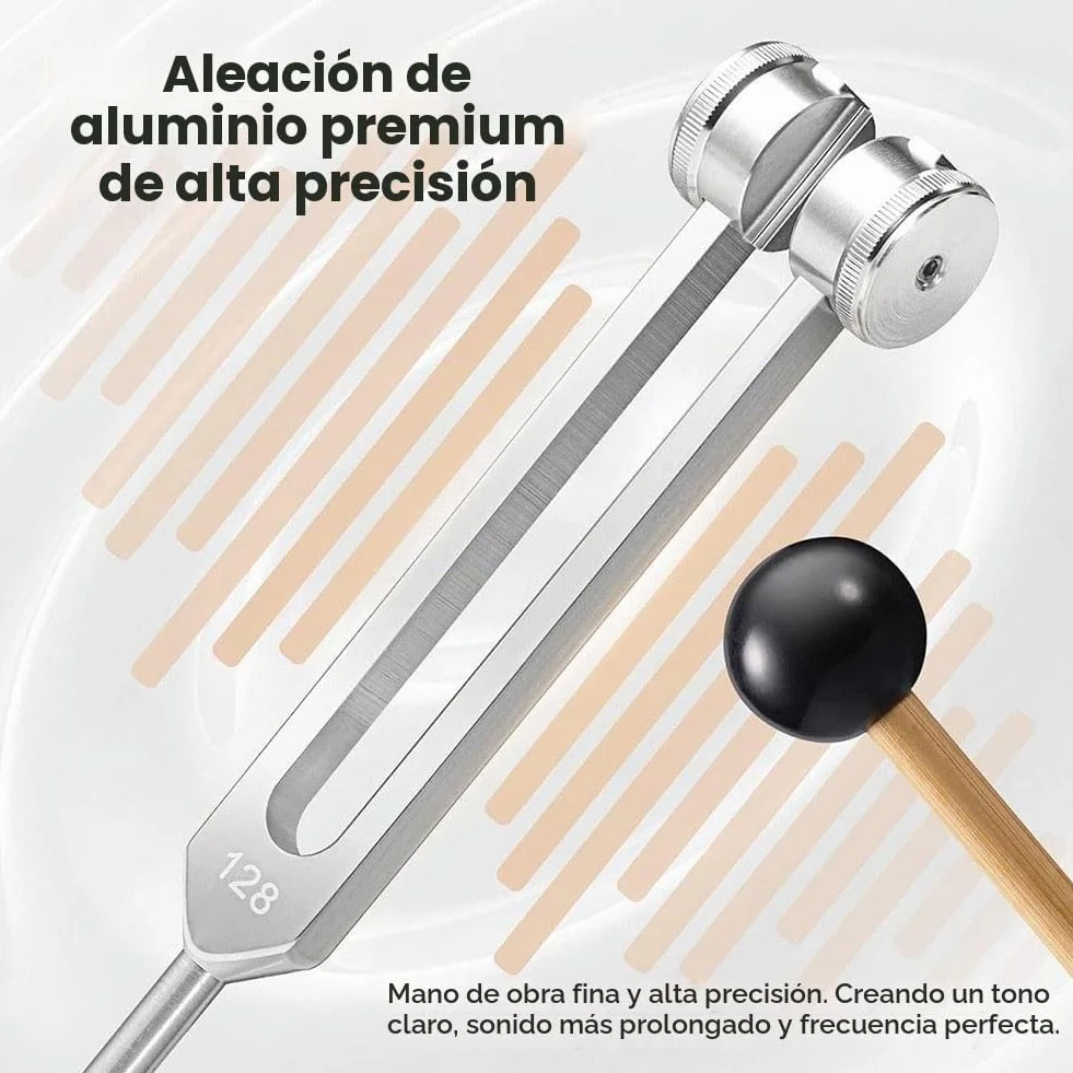 Diapasón 128 Hz Aleación de Aluminio Terapéutico Neurología con Martillo de Silicona