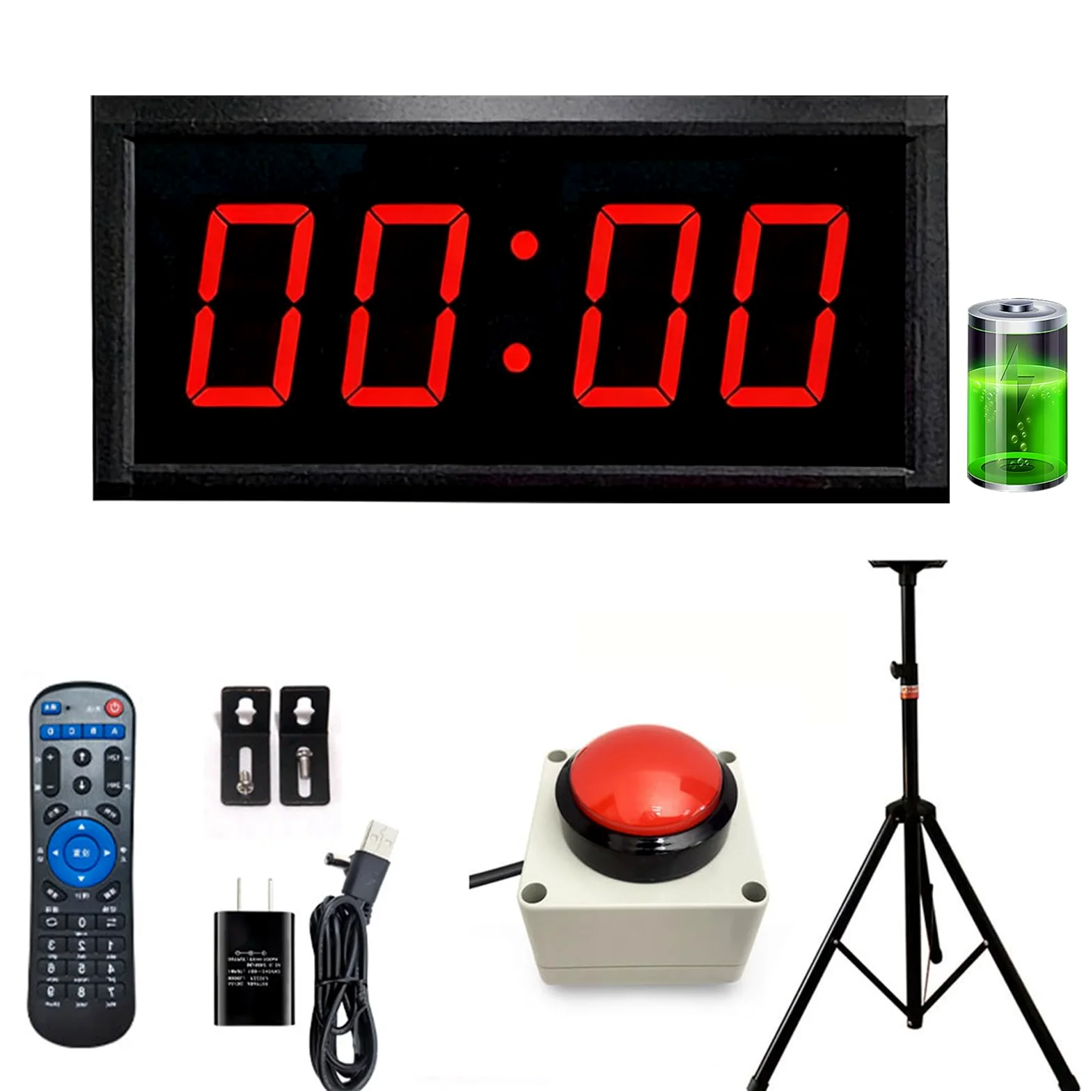 Temporizador De Cuenta Regresiva, Cronómetro para Competiciones Juegos Cronómetro Gimnasio con TrípodeCronómetro Control Remoto Digital 4/6 Dígitos Brillo Ajustable 12/24H