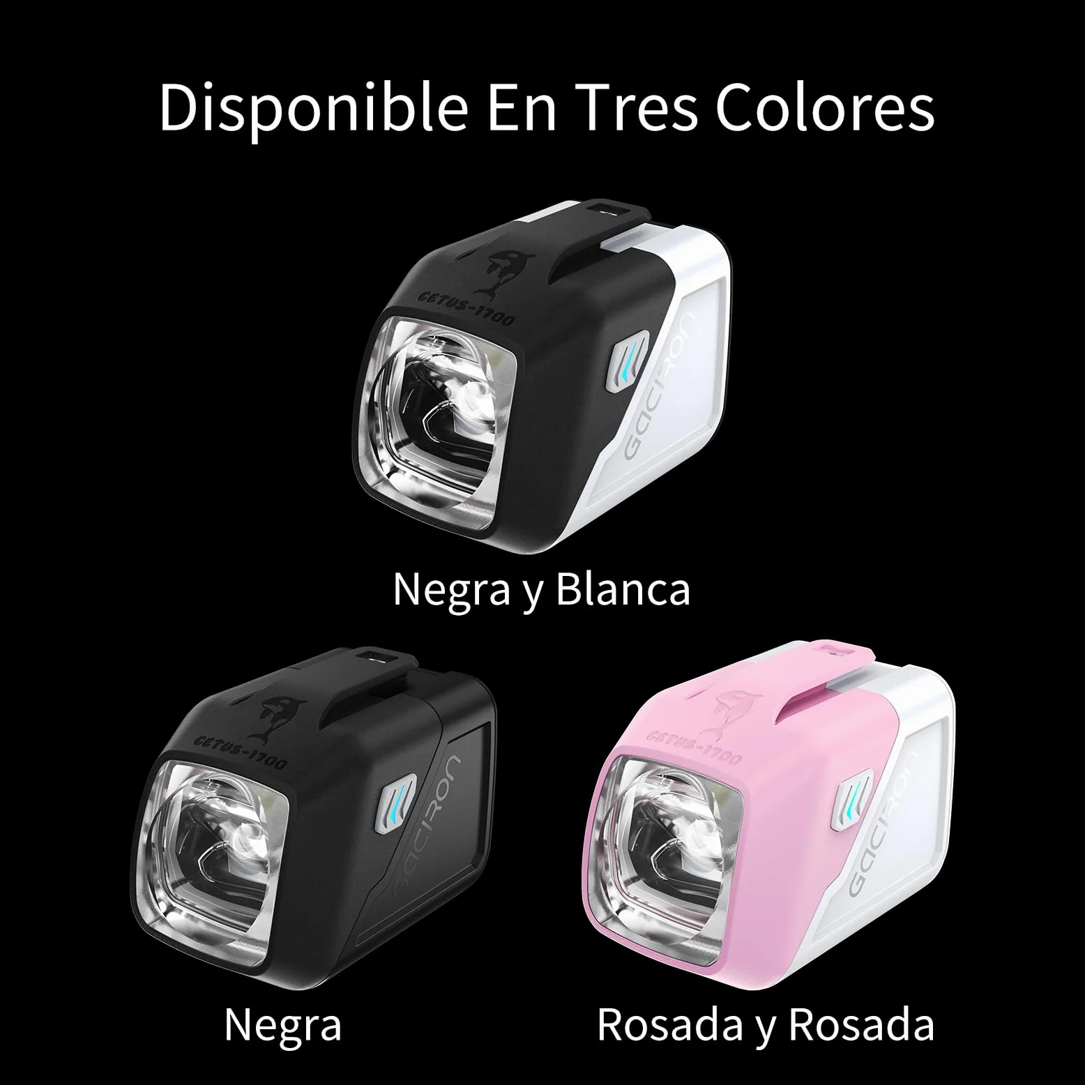 Gacirón Luz bicicleta delantera CETUS-1700,Diseño óptico con Haz Alto y Haz bajo,Luz bicicleta de aluminio aerodinámico y control remoto inalámbrico,Faro de bicicleta de 4200 mAh con 6 modos de brillo