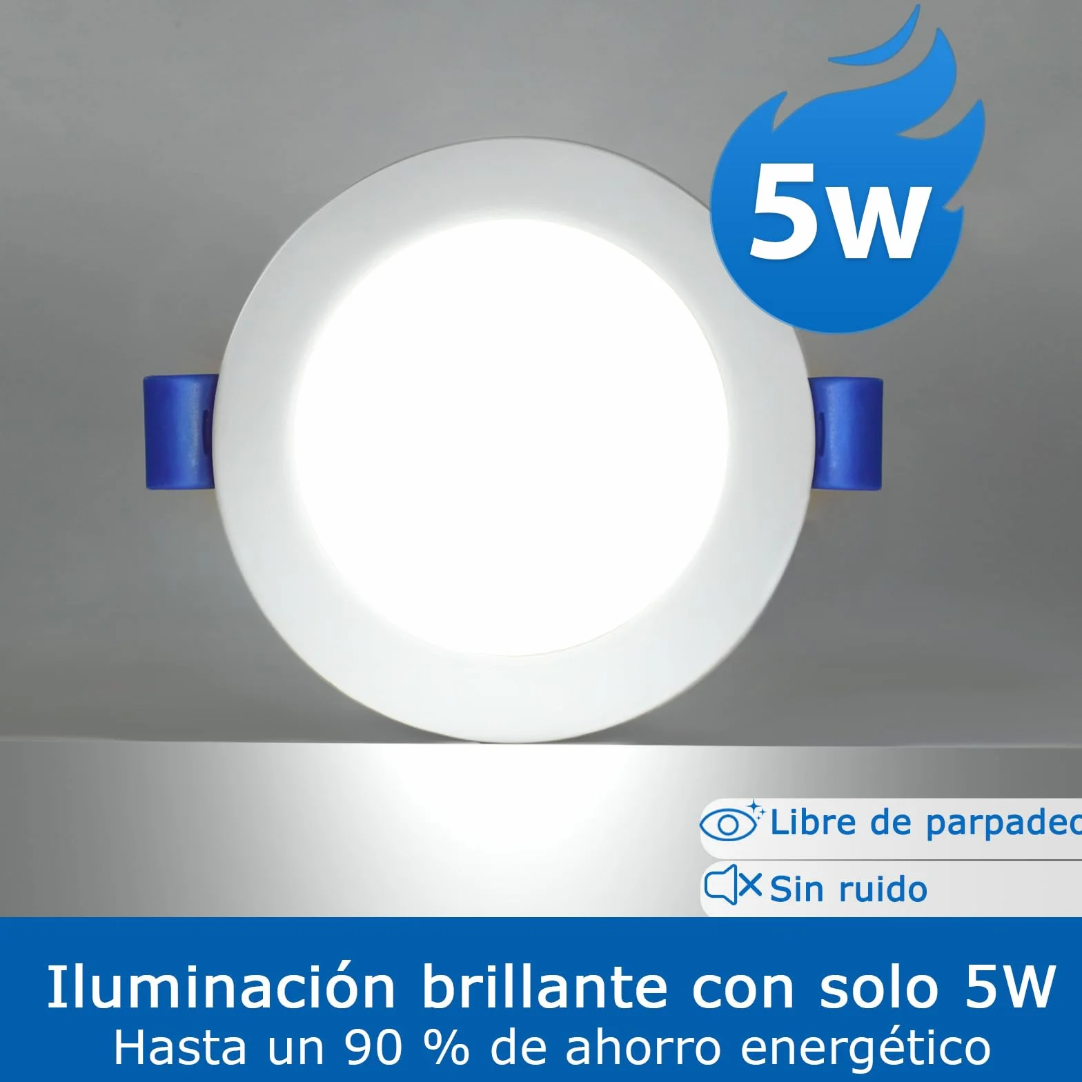 ZIZZLER Downlight Led Empotrable 6000K Blanco Frio 5W IP44 Corte 68-80mm Pack 40 220V-240V