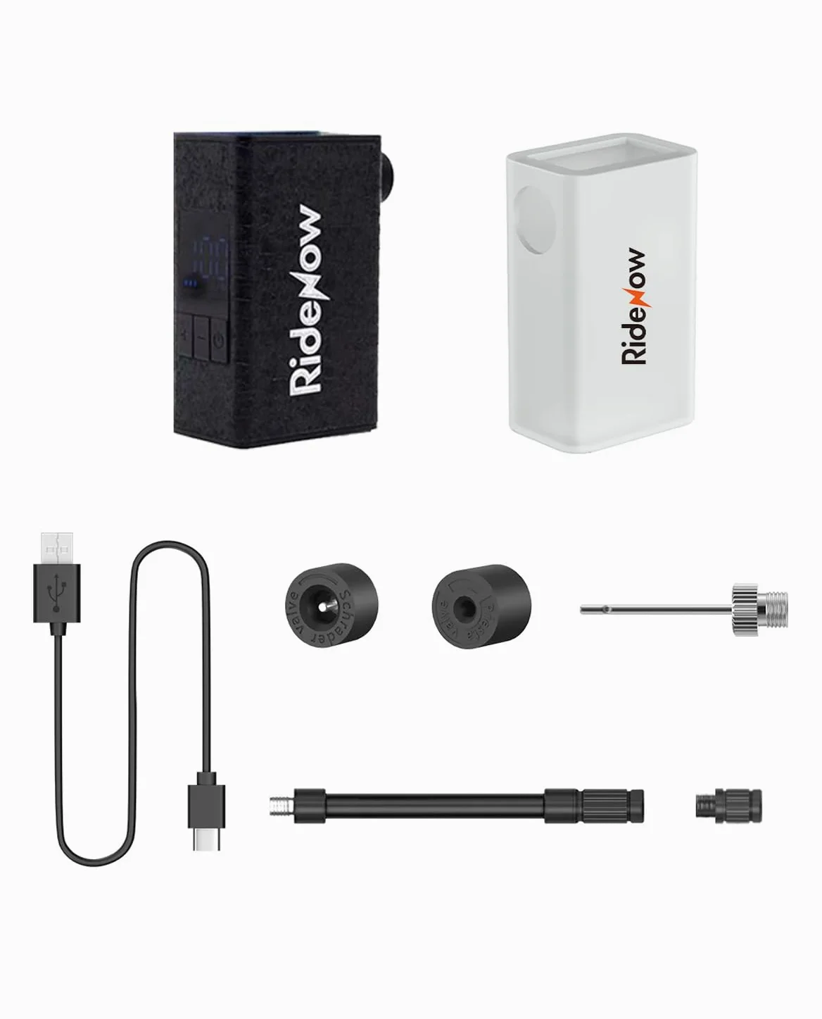 RIDENOW R1S – Mini Bomba de Aire eléctrica portátil para Bicicleta con Pantalla Medidor, 120 PSI, Recargable, Auto Stop, Válvula Presta Schrader, Corrección Automática E-Bike, MTB, Gravel, Carretera