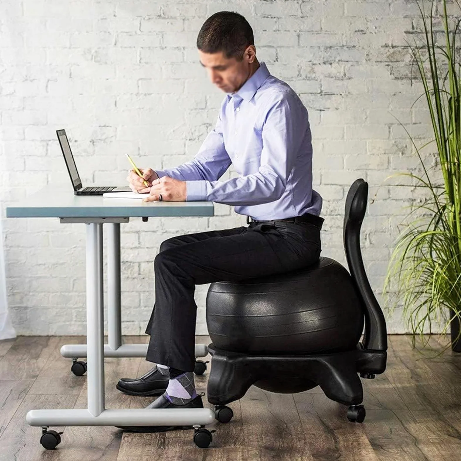 Silla con Pelota Silla de Postura Yoga Balance Ball con Soporte para La Espalda, Alivio del Dolor de Espalda Fisioterapia Silla de Ejercicios de Pelota para El Profesor Estudiante de Maternidad