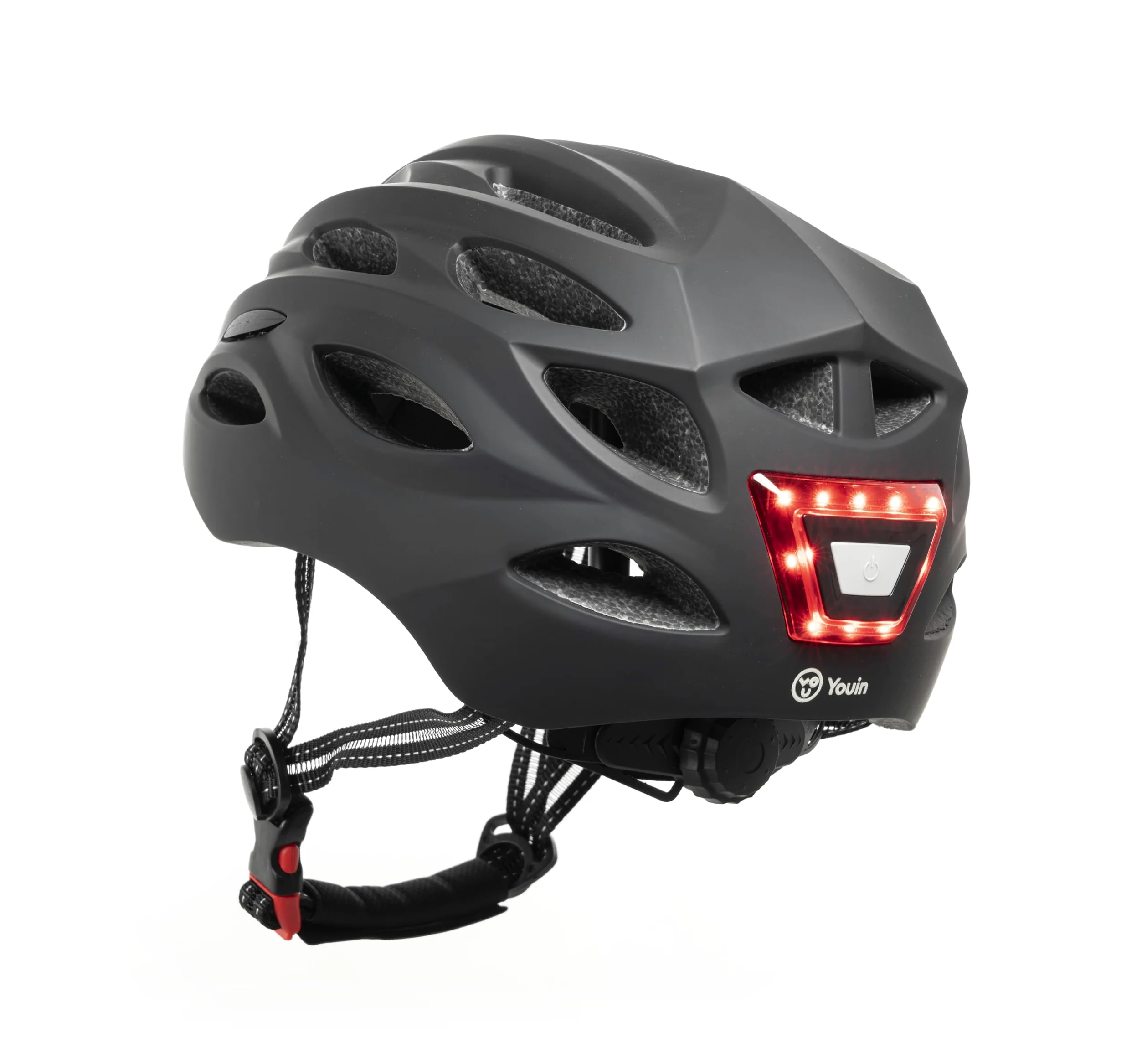 YOUIN Casco Bici Patinete Deportivo para la Cabeza | Luces LED Integradas | Batería Recargable | Ajuste de 52-58 cm | Ideal para Ciclismo Nocturno, Negro, XL, Plástico