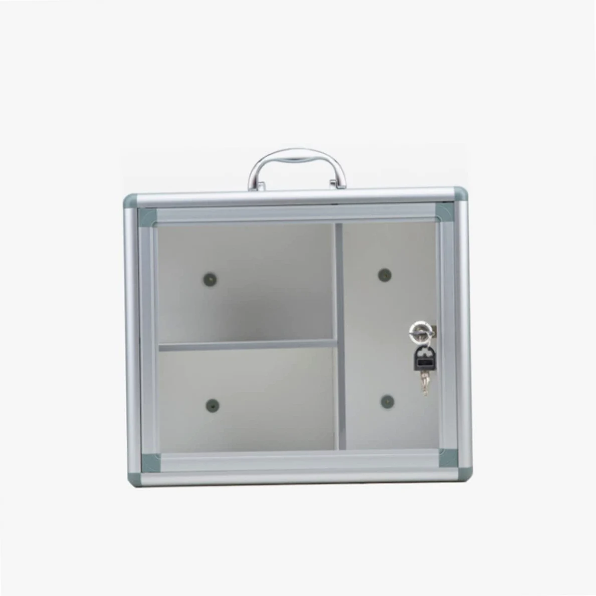 Botiquín Plata Portátil de Primeros Auxilios de Aleación de Aluminio | Tres Compartimentos Tapa, Uso en Casa y Exterior, Diseño de Pared, Contenedor de Almacenamiento para Niños