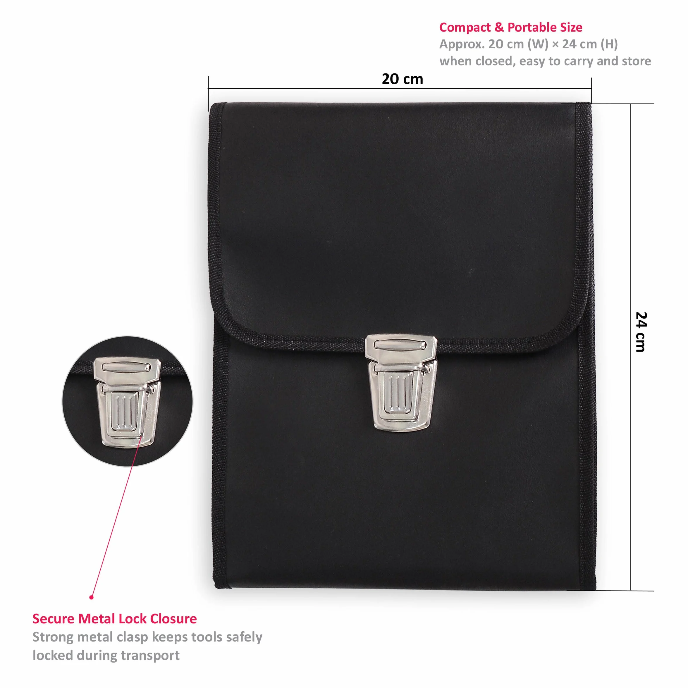 Estuche para cuidado de los pies, bolsa vacía para manicura y pedicura, Negro, 13 x 19 cm