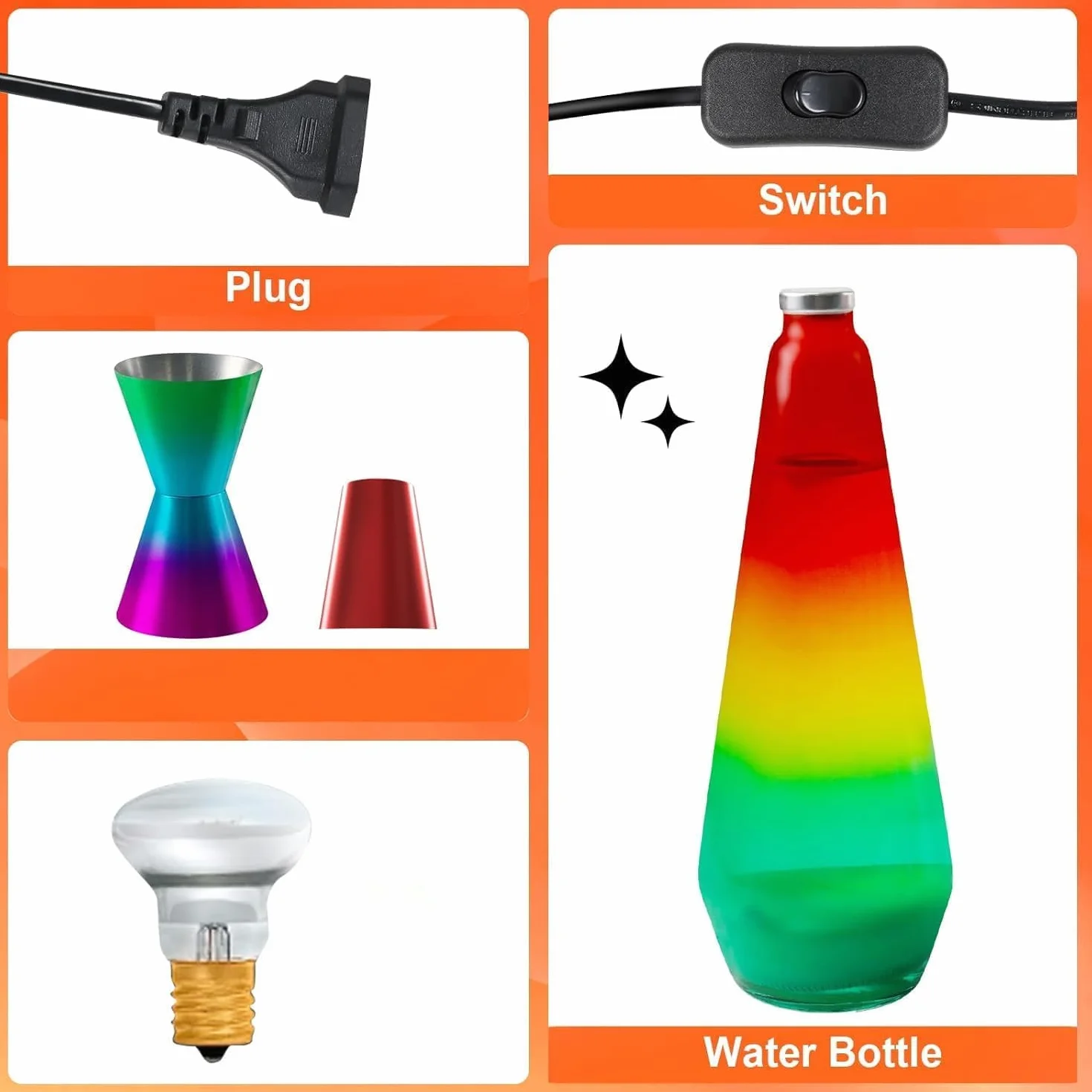 FBSPORT Lámpara de Lava Lámpara Efecto Relajante Luces Nocturnas Decoración Dormitorio Oficina