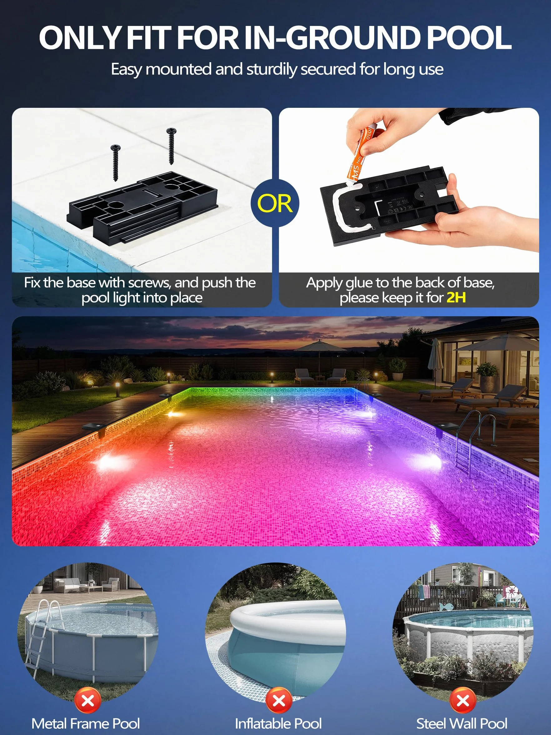 DeeprBlu Luz Piscina Solar Sumergible LED 10 Modos con Termómetro